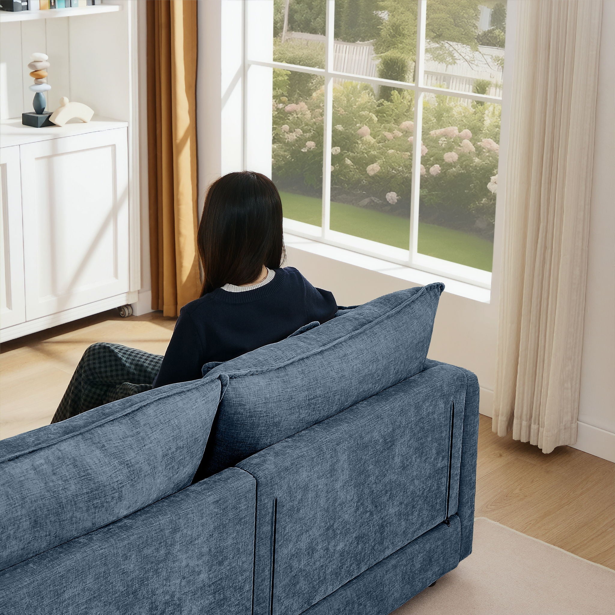 Modular L-Shaped Sectional Sofa With Movable Ottoman