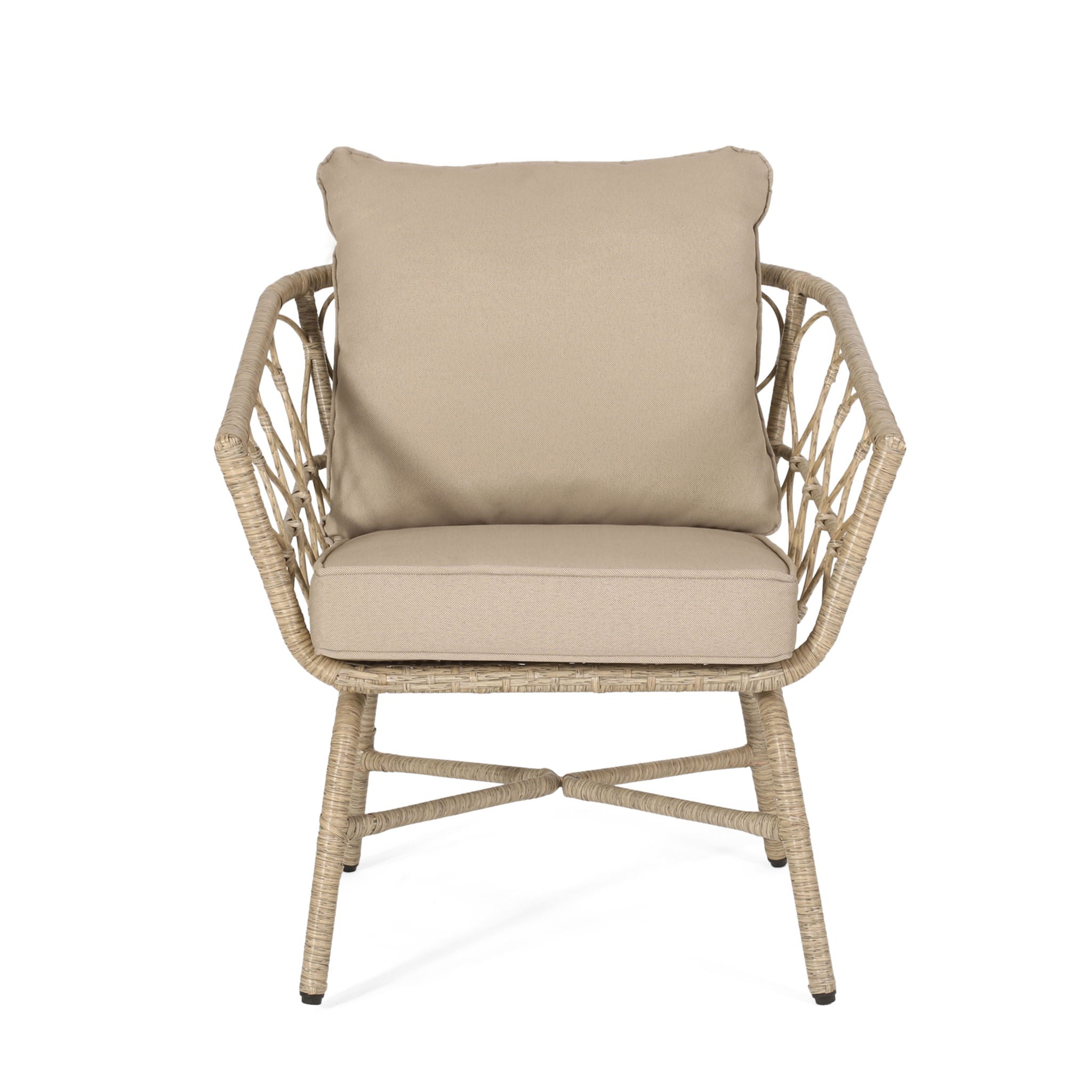 Bruce - Outdoor Club Chair Set With Water Resistant Cushions Rattan And Iron - Brown