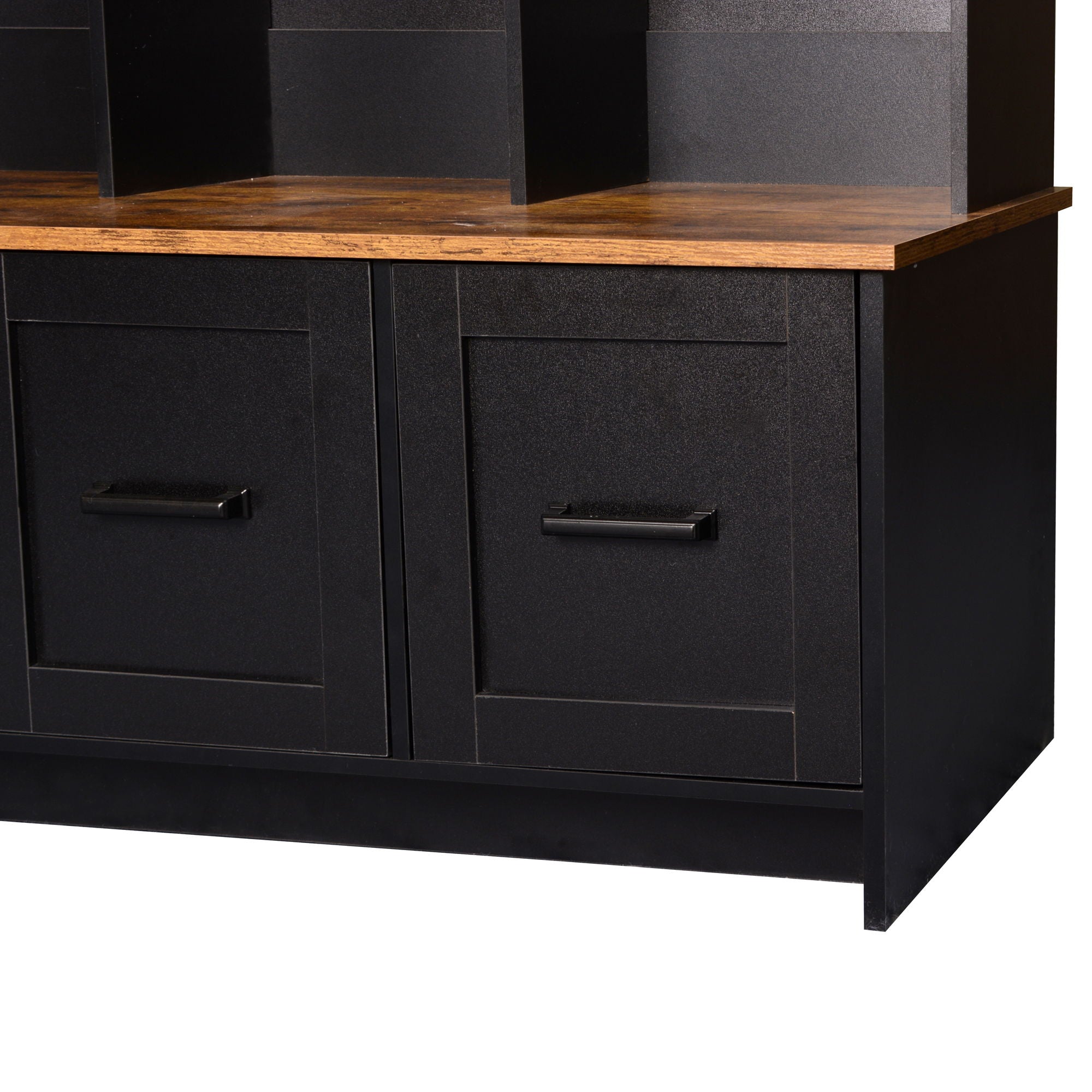 Modern Hall Tree With 3 Shelves And Drawers, Storage Bench