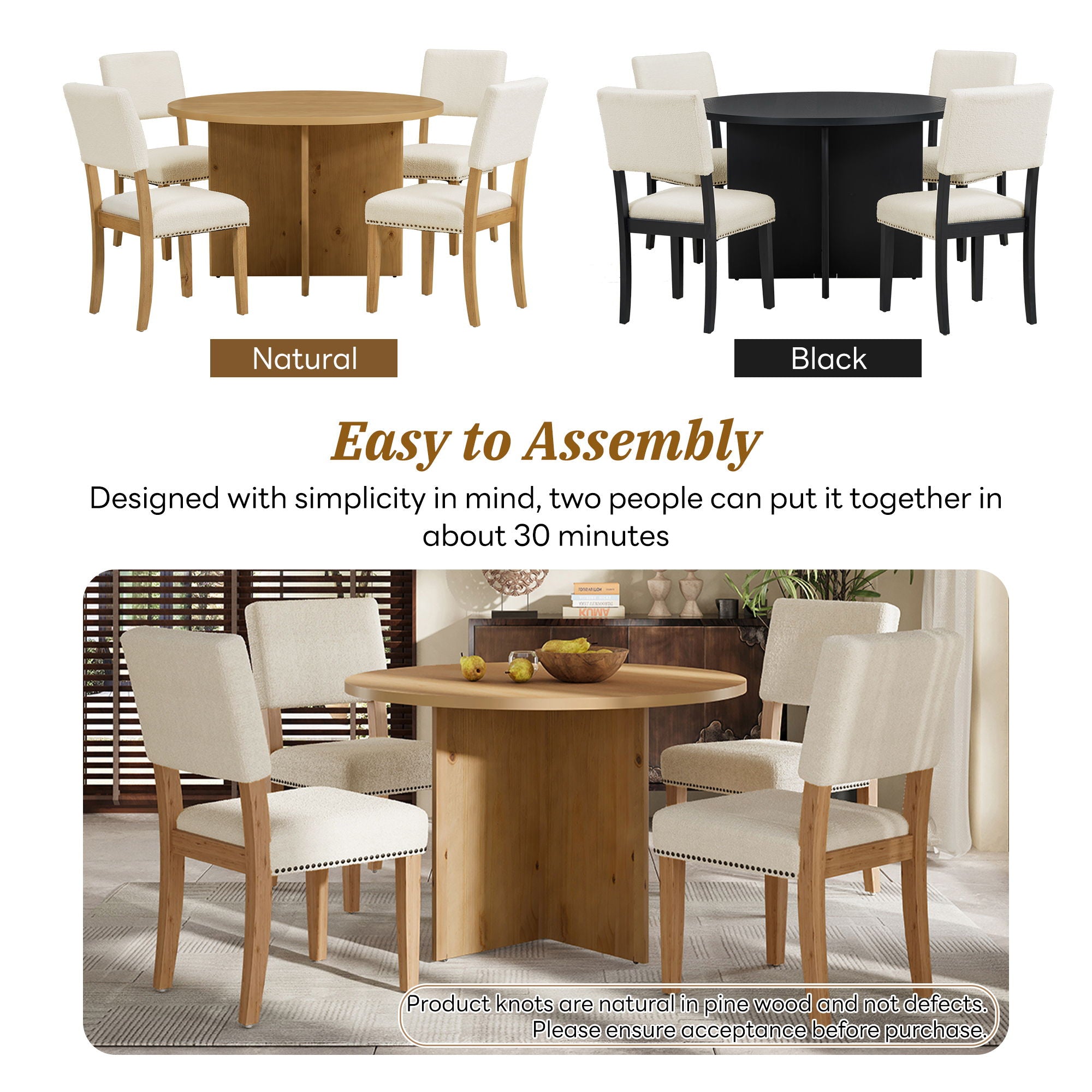 Topmax - 5 Piece Modern Round Dining Table Set Pedestal Kitchen Table Set With 4 Upholstered Dining Chairs For Studio, Apartment, Small Places - Best Buy Furniture
