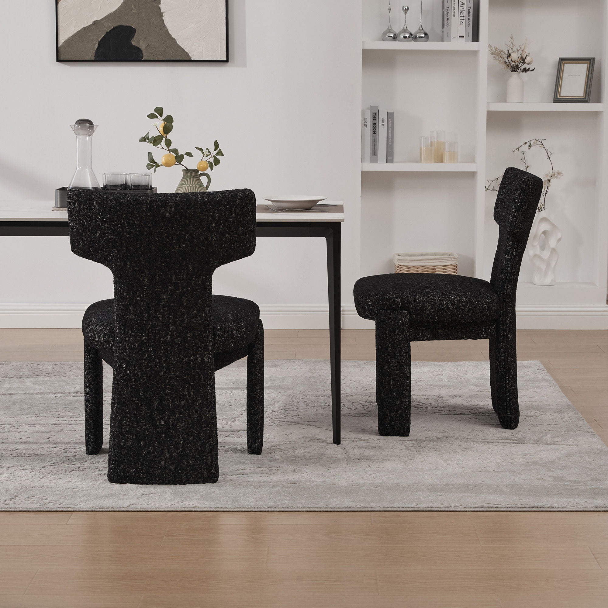 Armless Curved Back Accent Chairs (Set of 2)