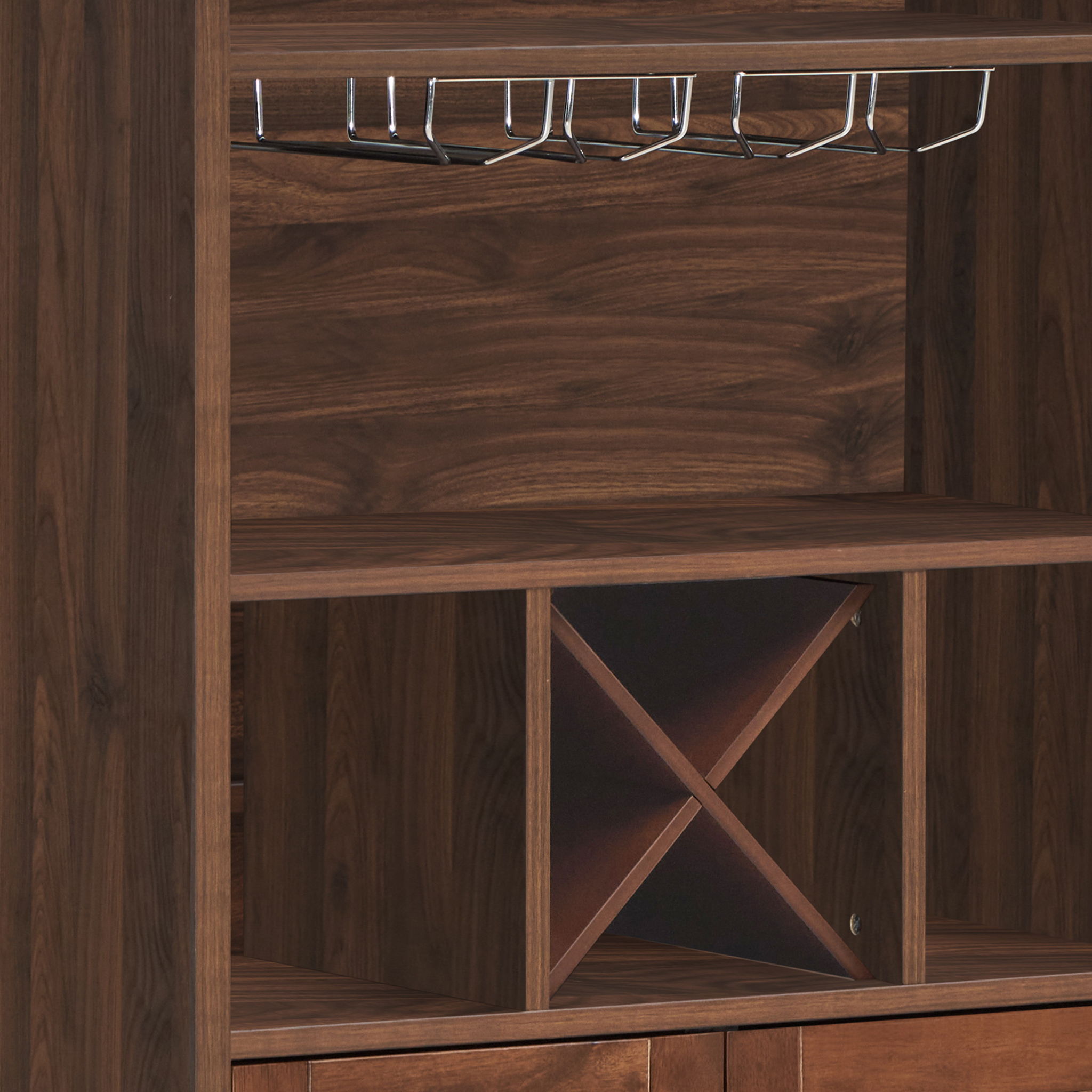 Farmhouse Style Monita Wine Cabinet With Storage Space - Walnut
