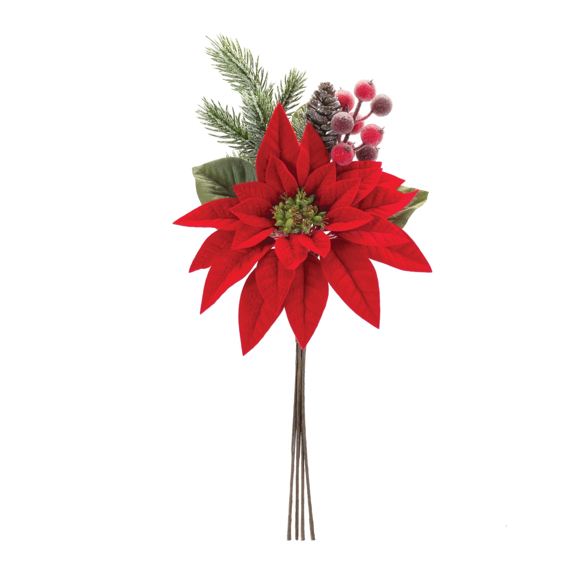 Poinsettia Flower Pick (Set of 2)