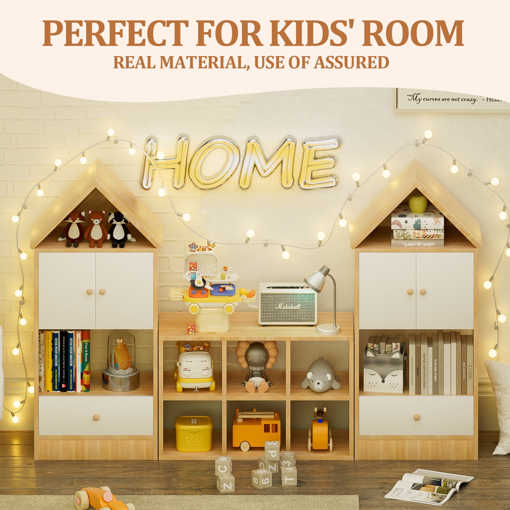 Versatile Children's Bookshelf With House Shaped Design, Multi Functional Storage For Books And Toys