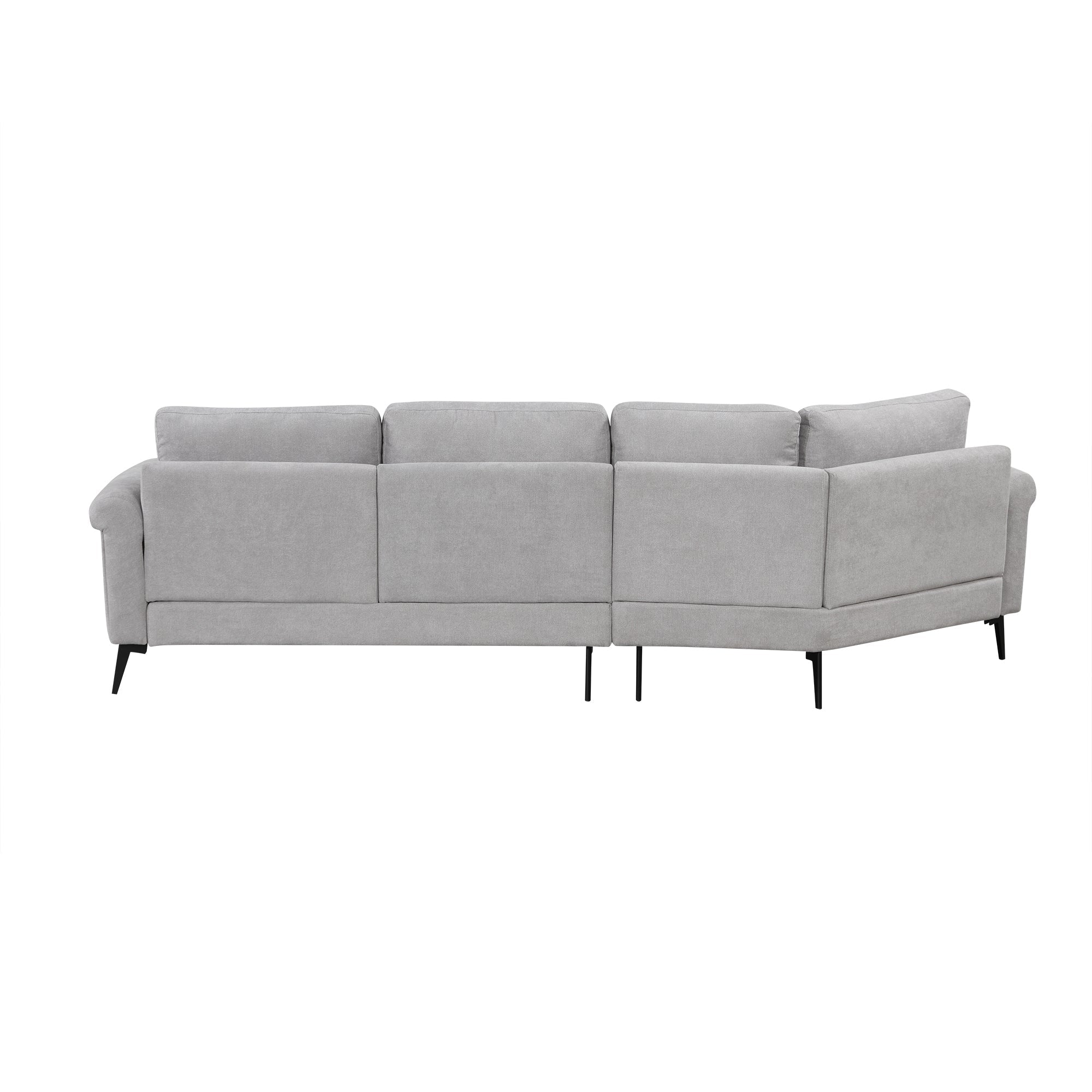 111" Upholstered 3-Seater Sofa with Curved Design and Two Printed Pillows