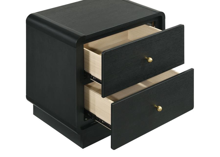 Cavelle - 2-Drawer Nightstand Bedside Table - Black - Best Buy Furniture