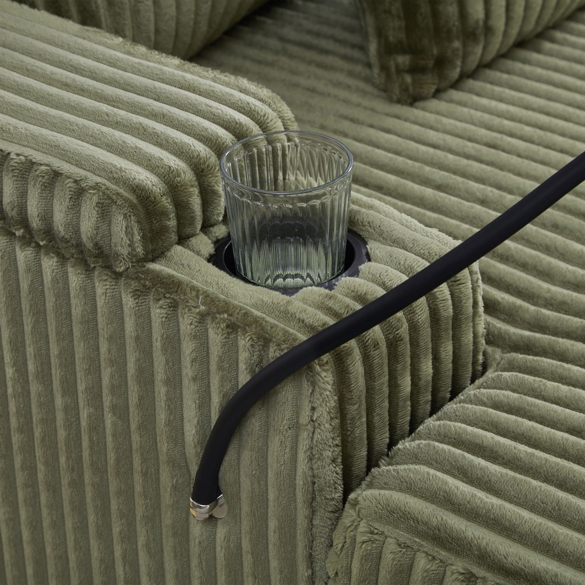 Modern Chaise Sofa With Adjustable Backrest, Cup Holders, Phone Holder & Storage Compartments For Living Room