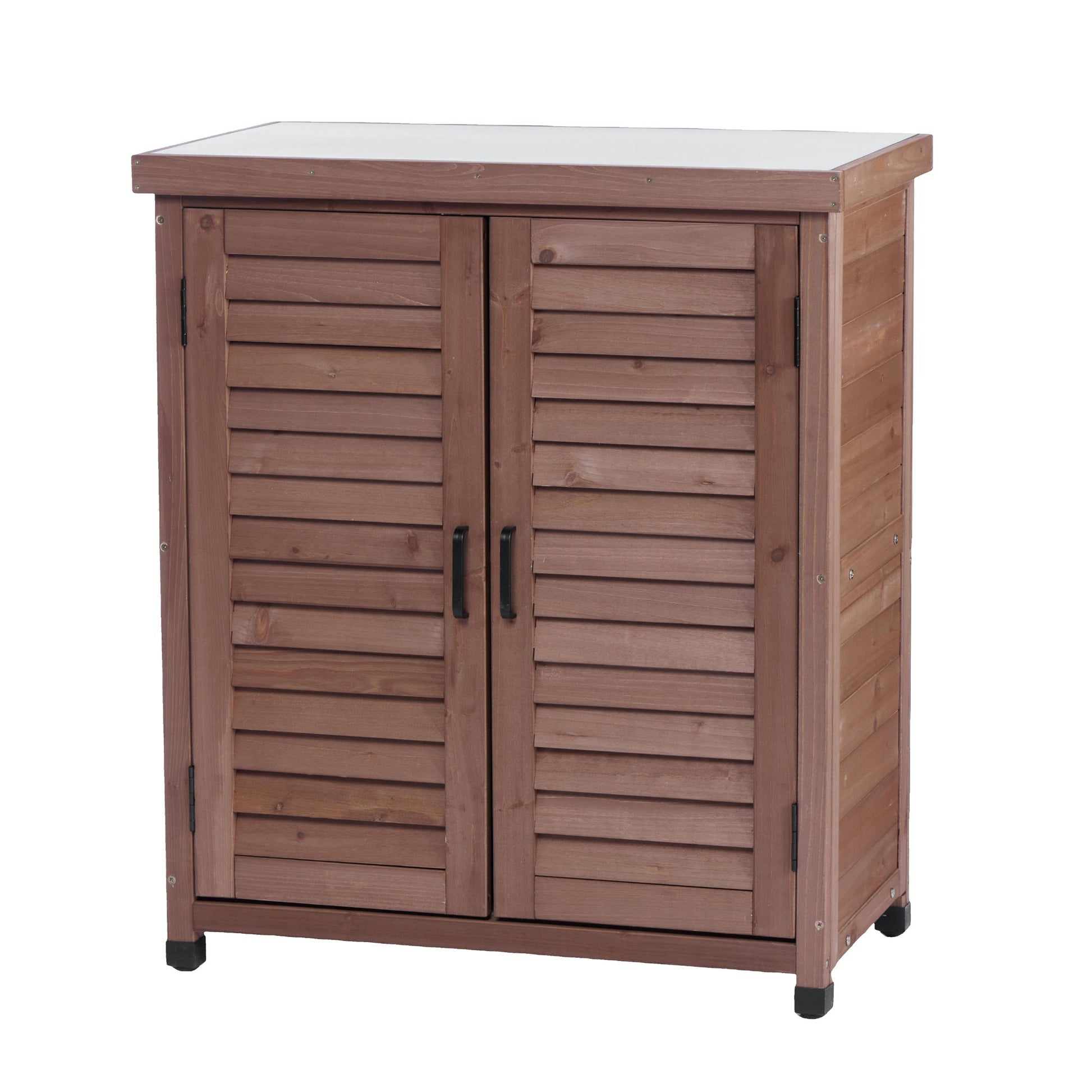 Potting Bench With Storage Cabinet And Metal Table Top For Outdoor - Best Buy Furniture