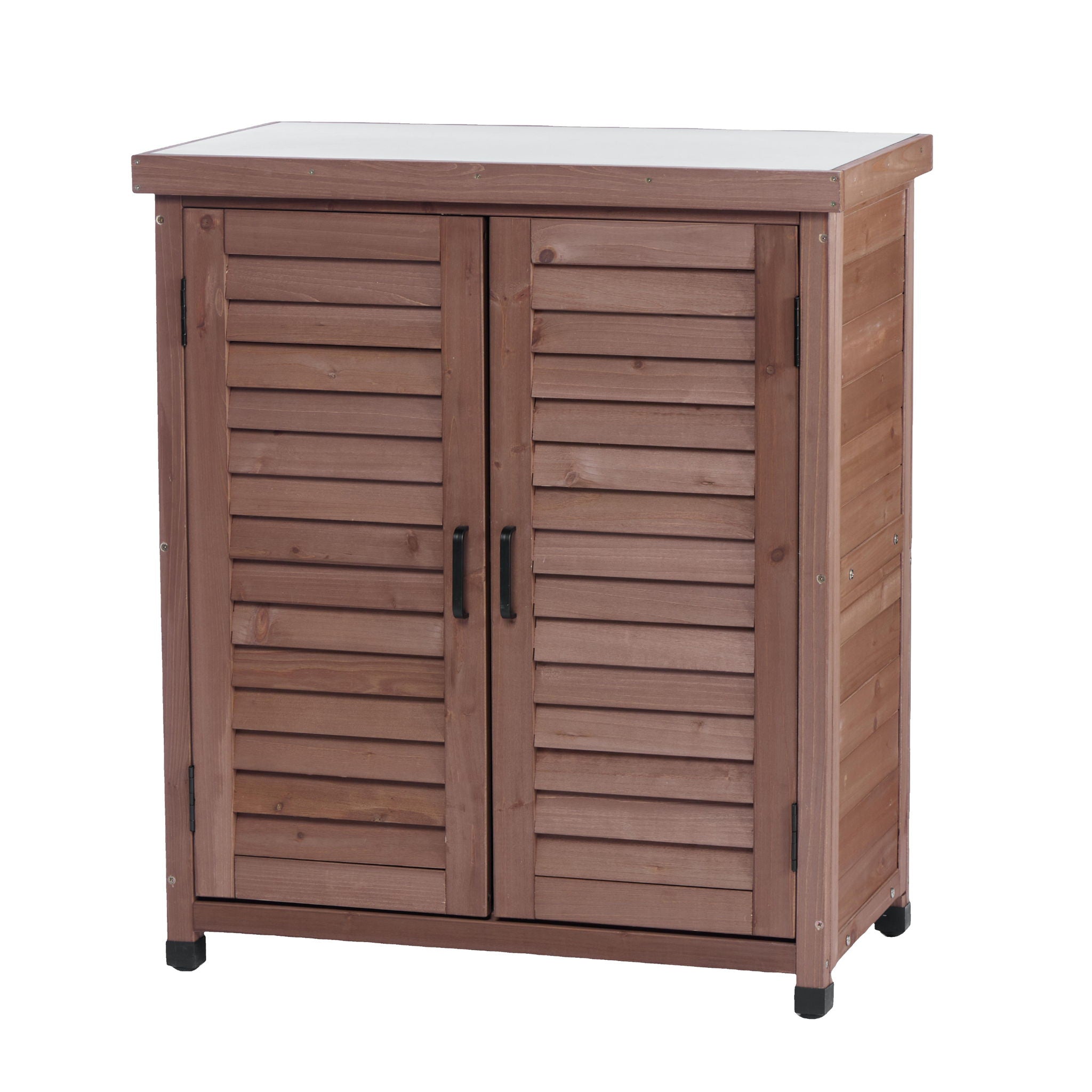 Potting Bench With Storage Cabinet And Metal Table Top For Outdoor - Best Buy Furniture