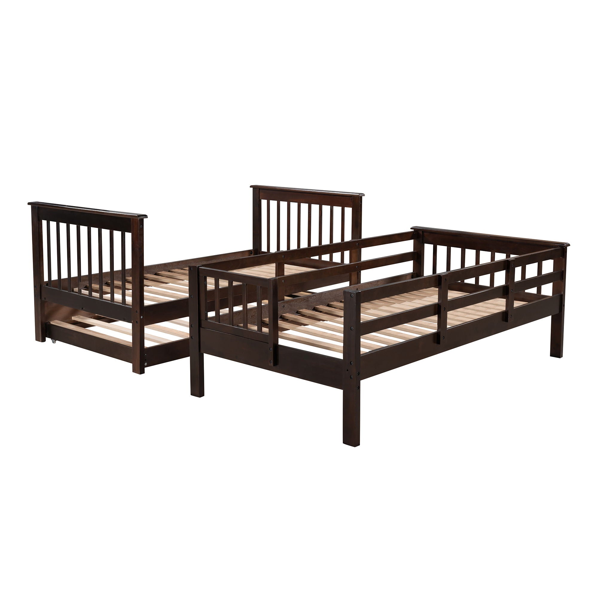 Stairway Bunk Bed With Storage And Guard Rail For Bedroom