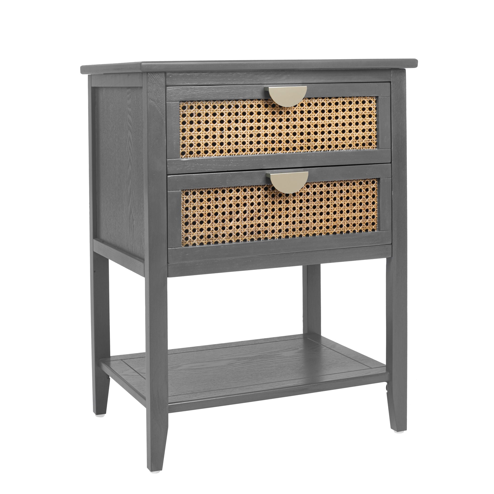 2 Drawer Side Table, Natural Rattan