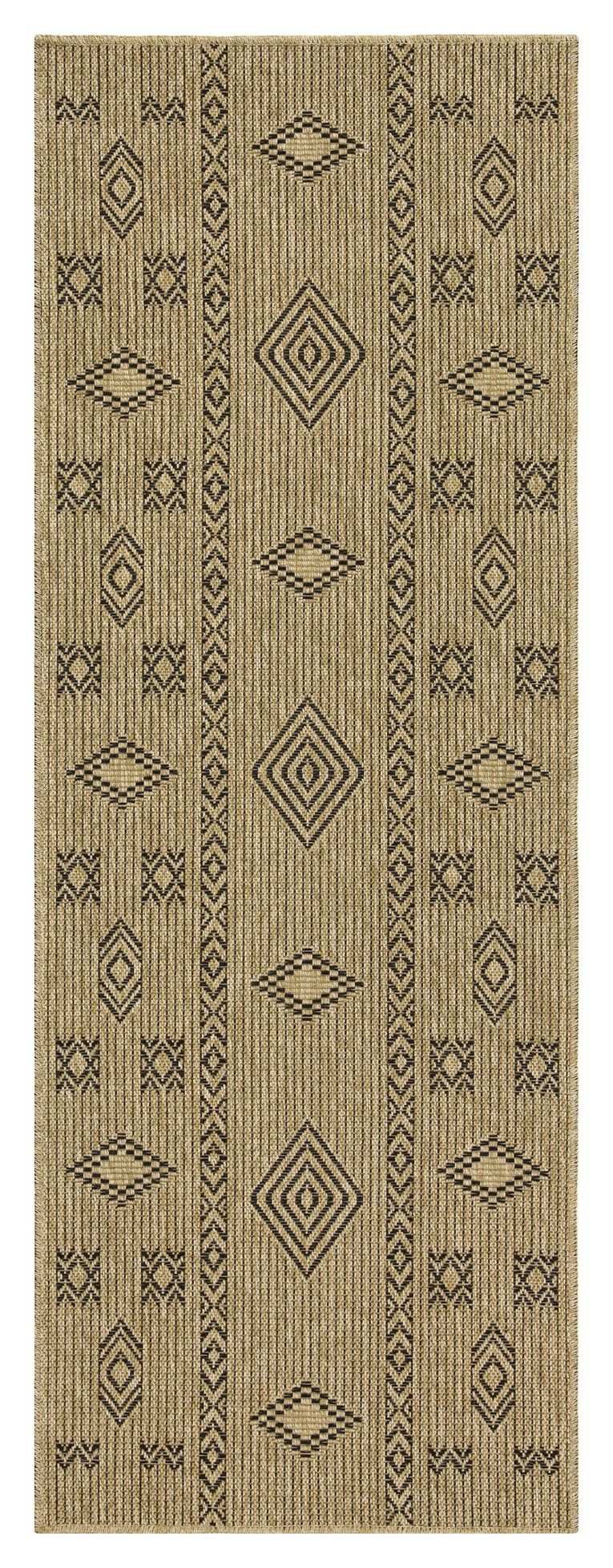 Earth - 2'7" X 7'3" Indoor, Outdoor Area Rug - Jute / Black