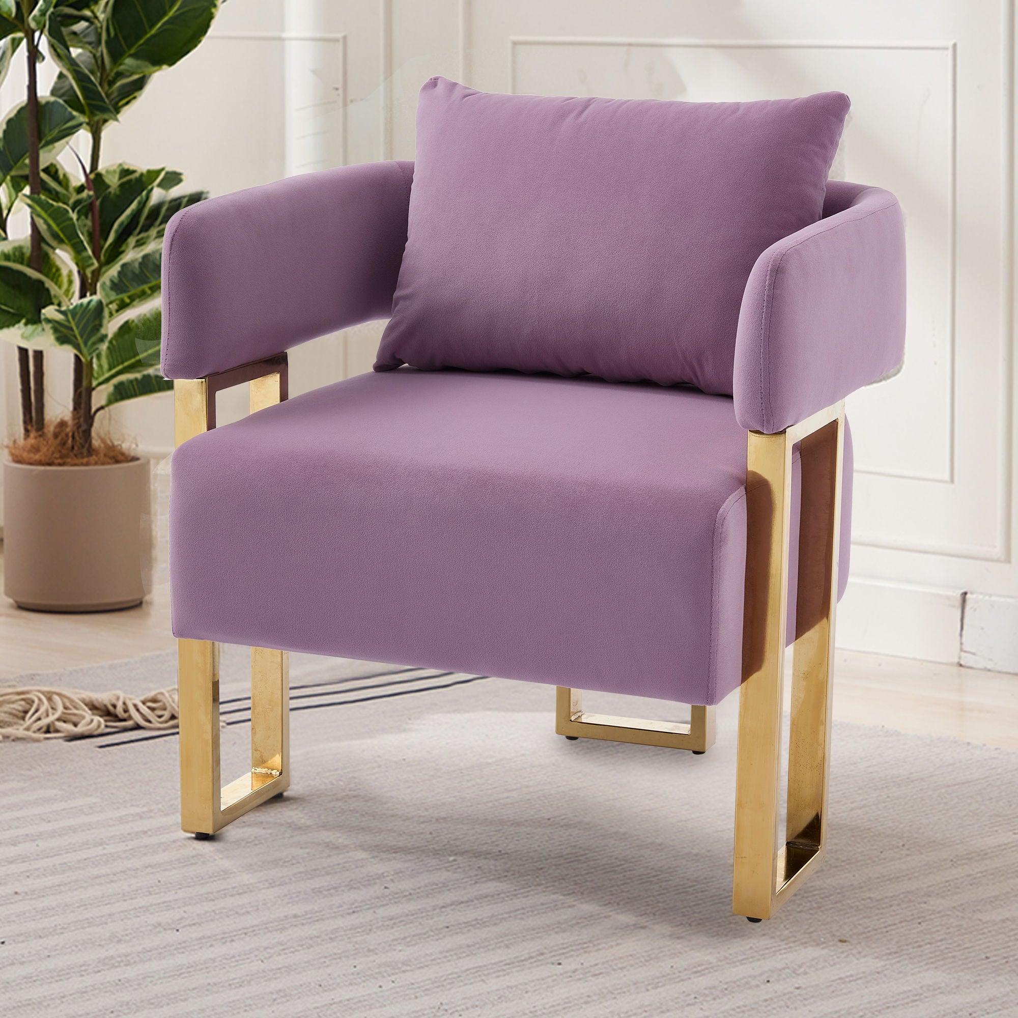 Modern Decorative Chair Teddy Fleece Upholstered And Metal Foot - Best Buy Furniture
