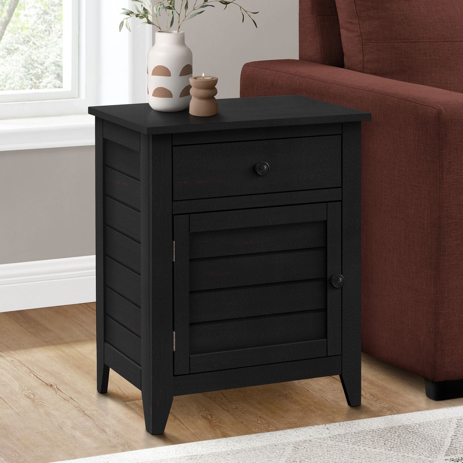 Accent Nightstand, Storage Drawer, Transitional