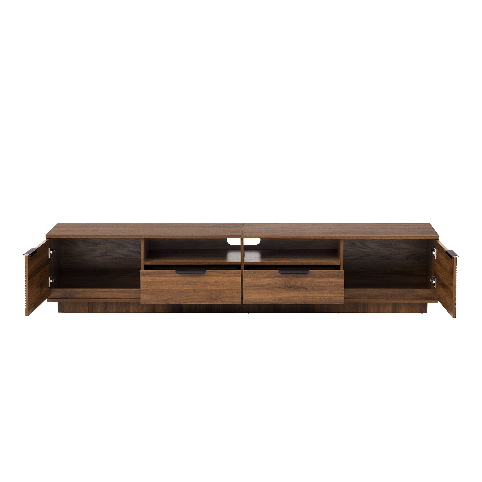 TV Stand, Entertainment Center With Deep Drawers, Cable Management & Soft Closing Hinges