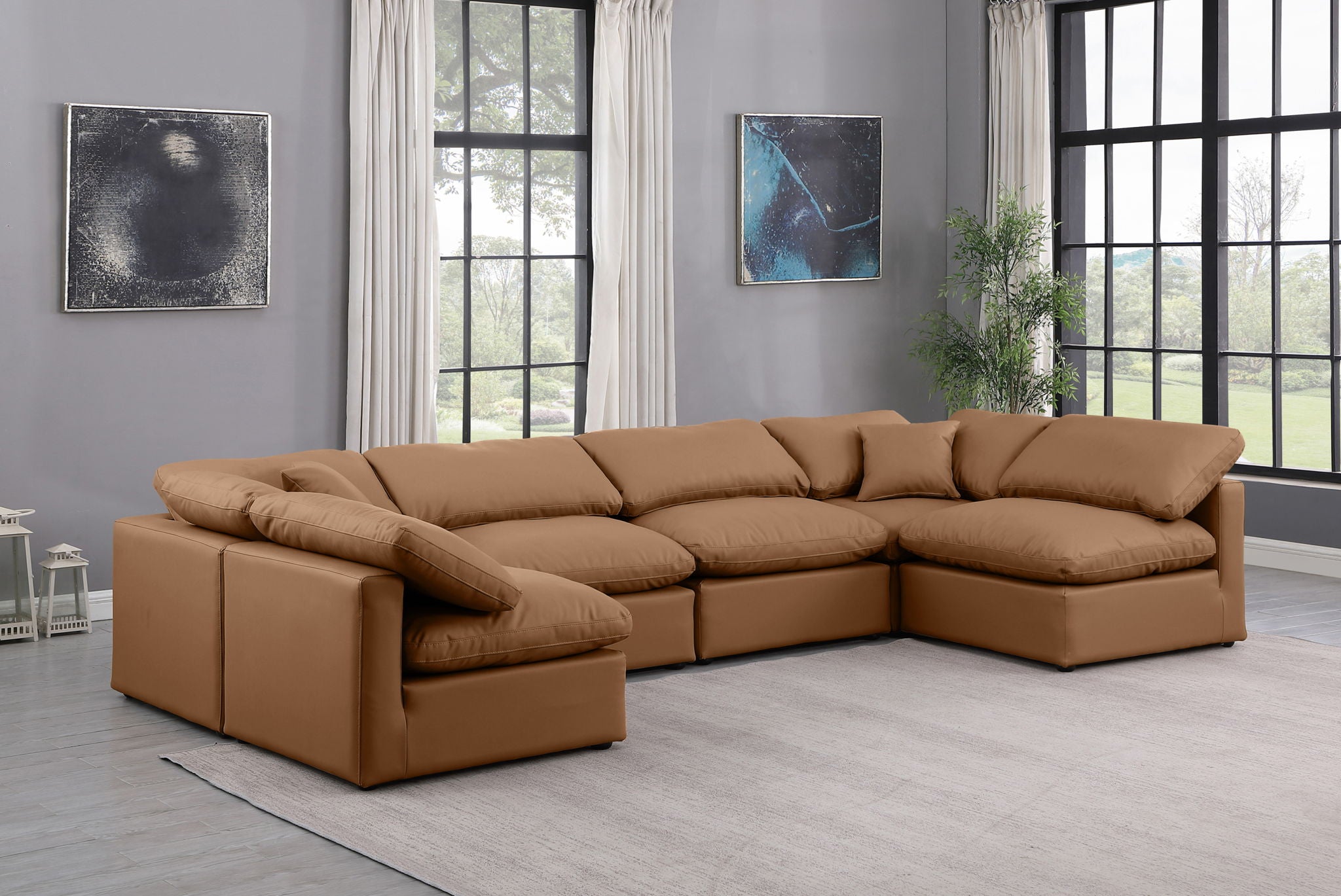 Indulge - Faux Leather 6 Piece Modular U-Shaped Sectional