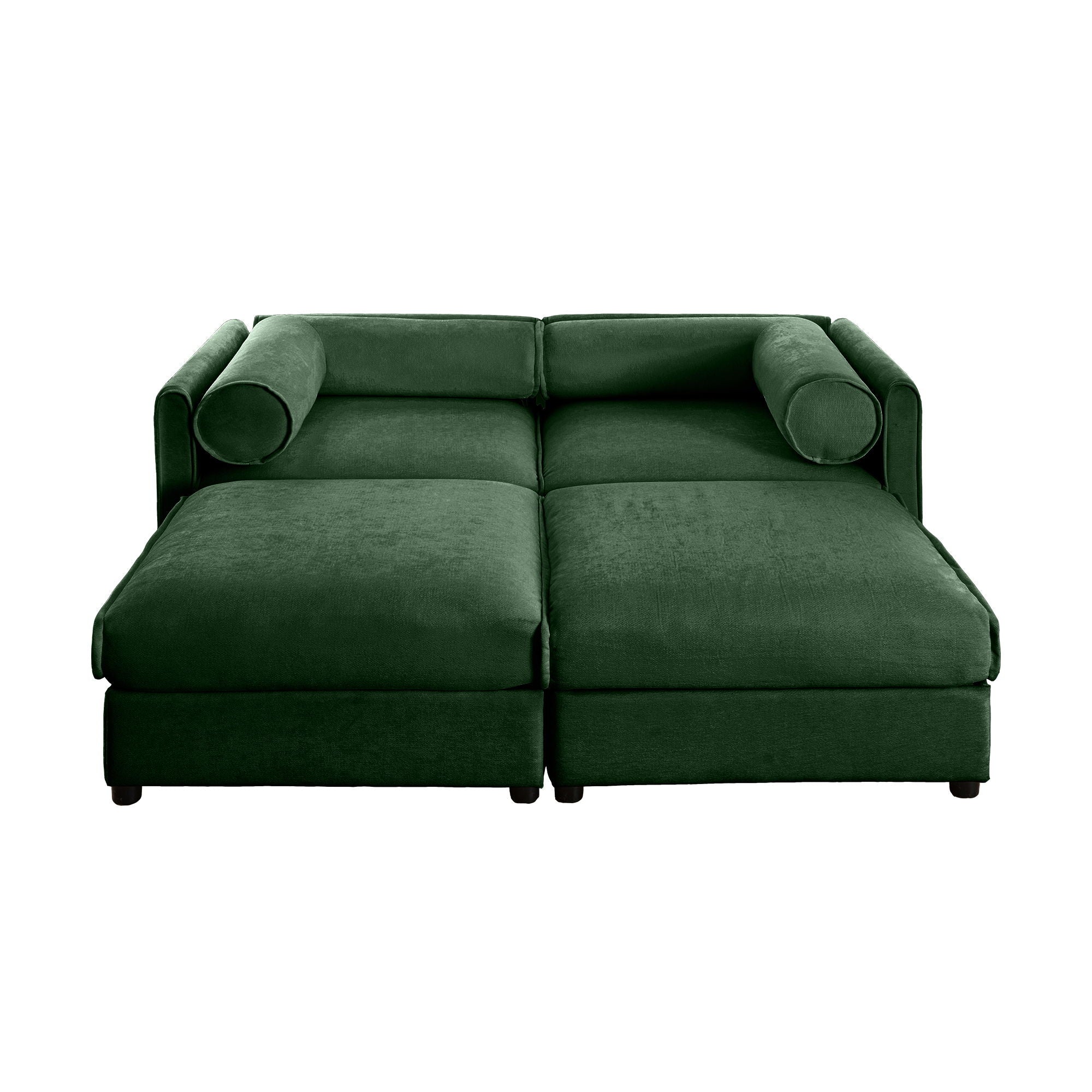Contemporary Elegant White Chenille Sofa With Storage And Ottoman