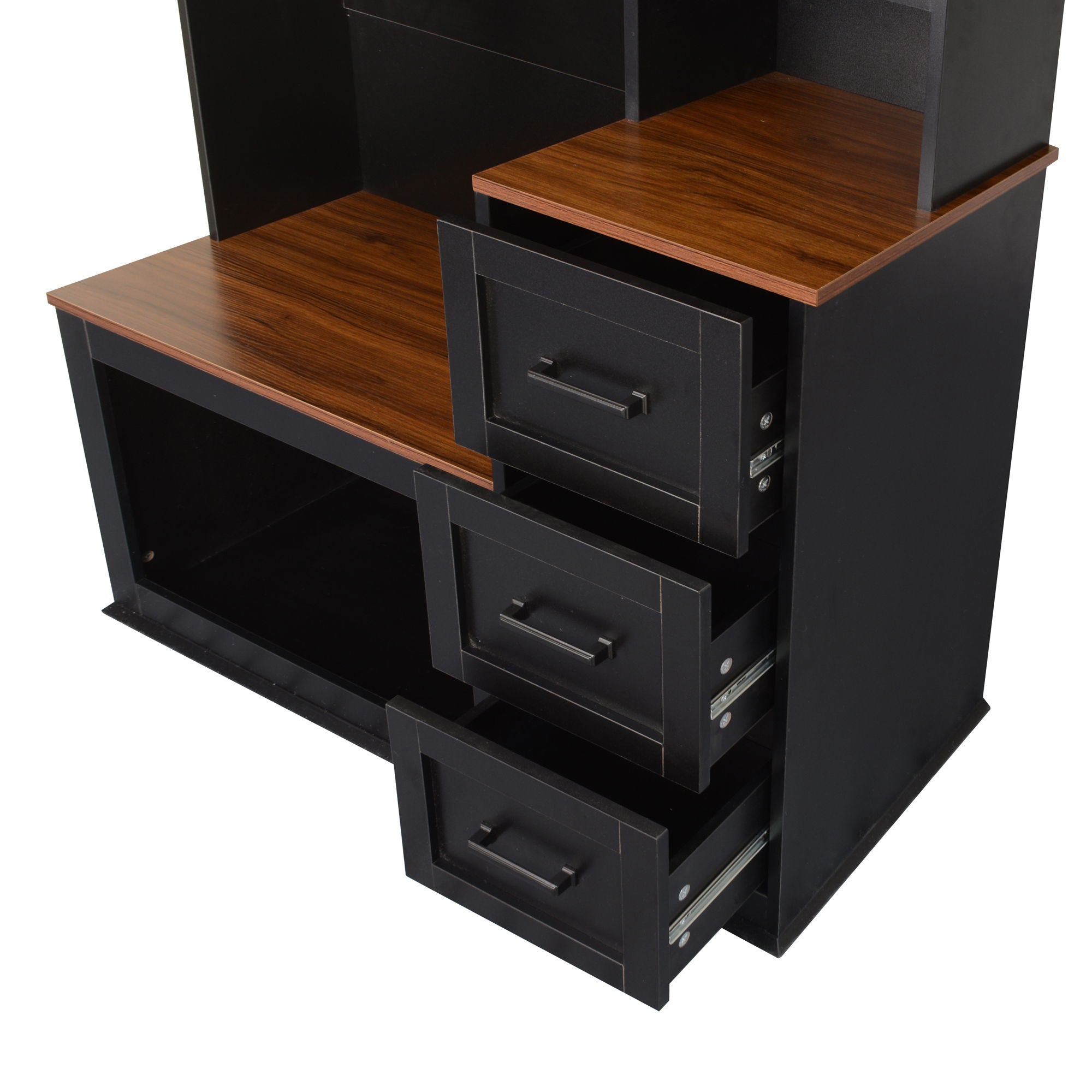 Modern Wide Hall Tree With Coat Rack, 3 Shelves And Drawers, 3 Sturdy Hooks