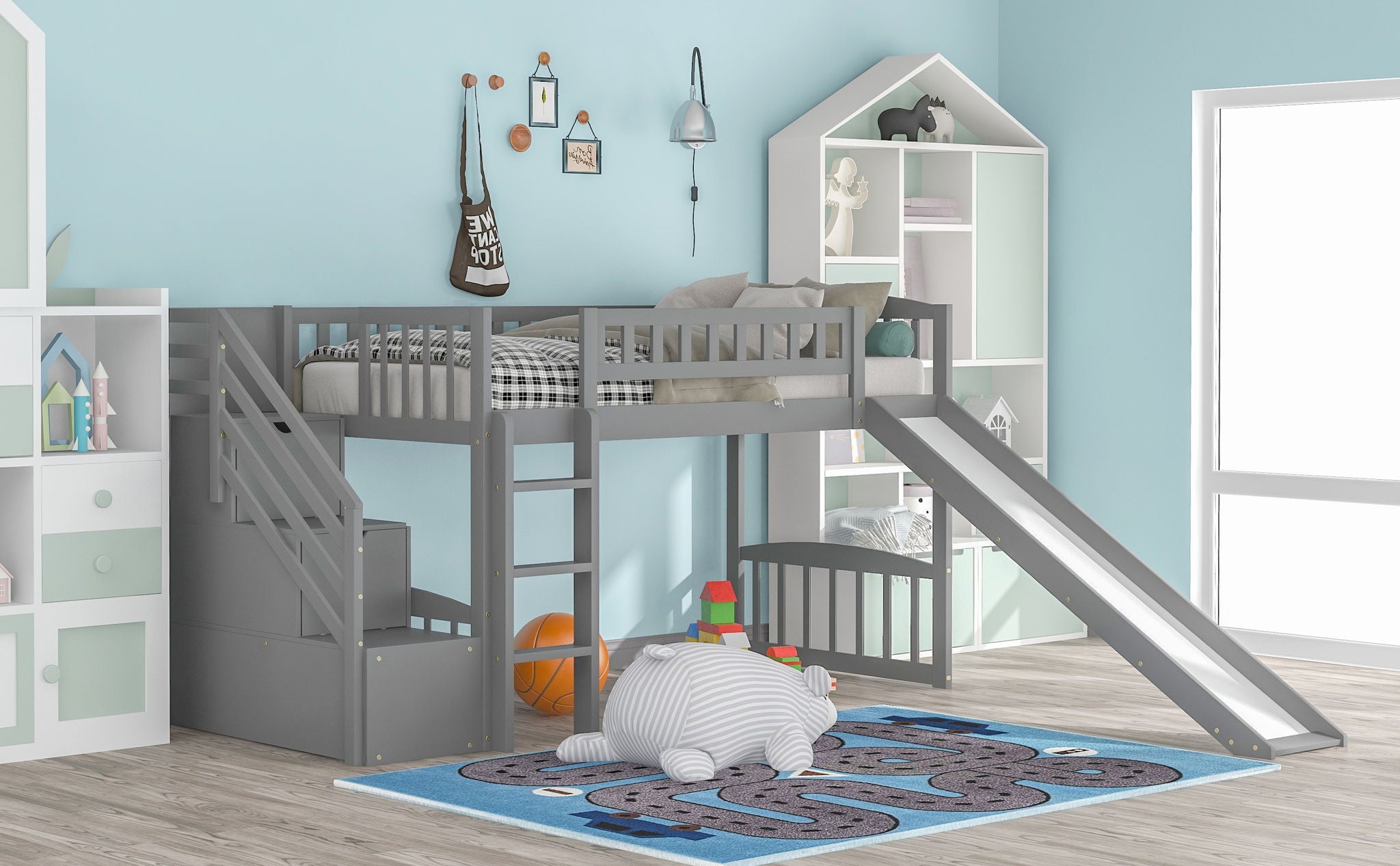 Loft Stairway Bed With 2 Drawers And Slide