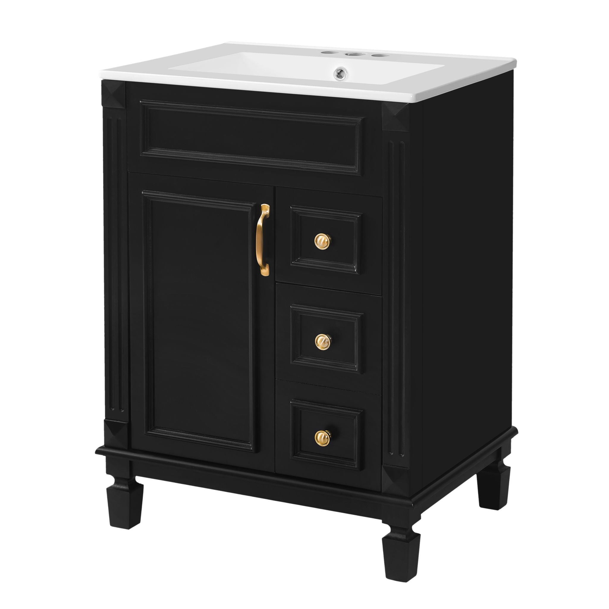 Bathroom Vanity With Sink, Compact Cabinet & 2 Drawers And Adjustable Shelf