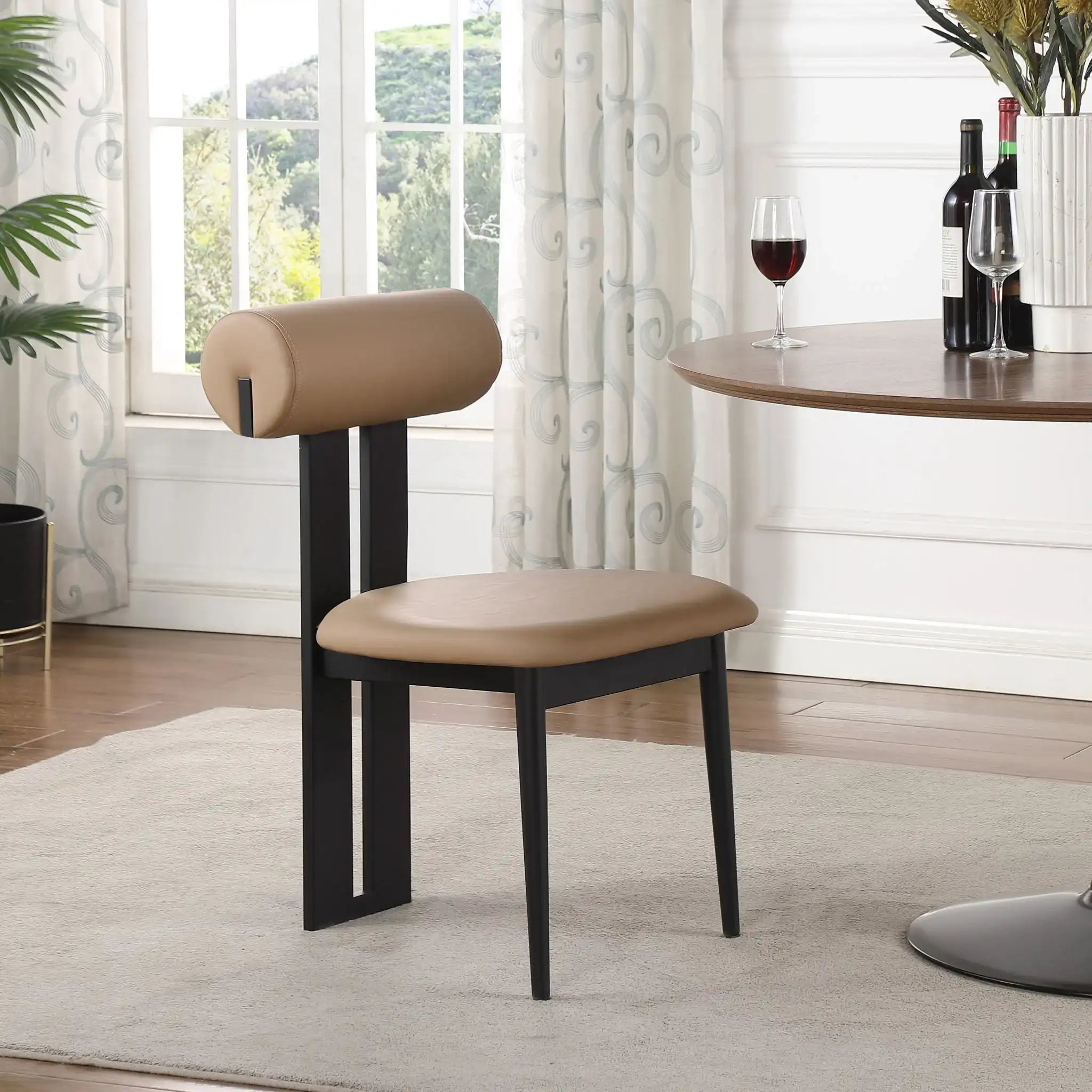 Dario - Faux Leather Dining Chair With Black Frame (Set of 2)
