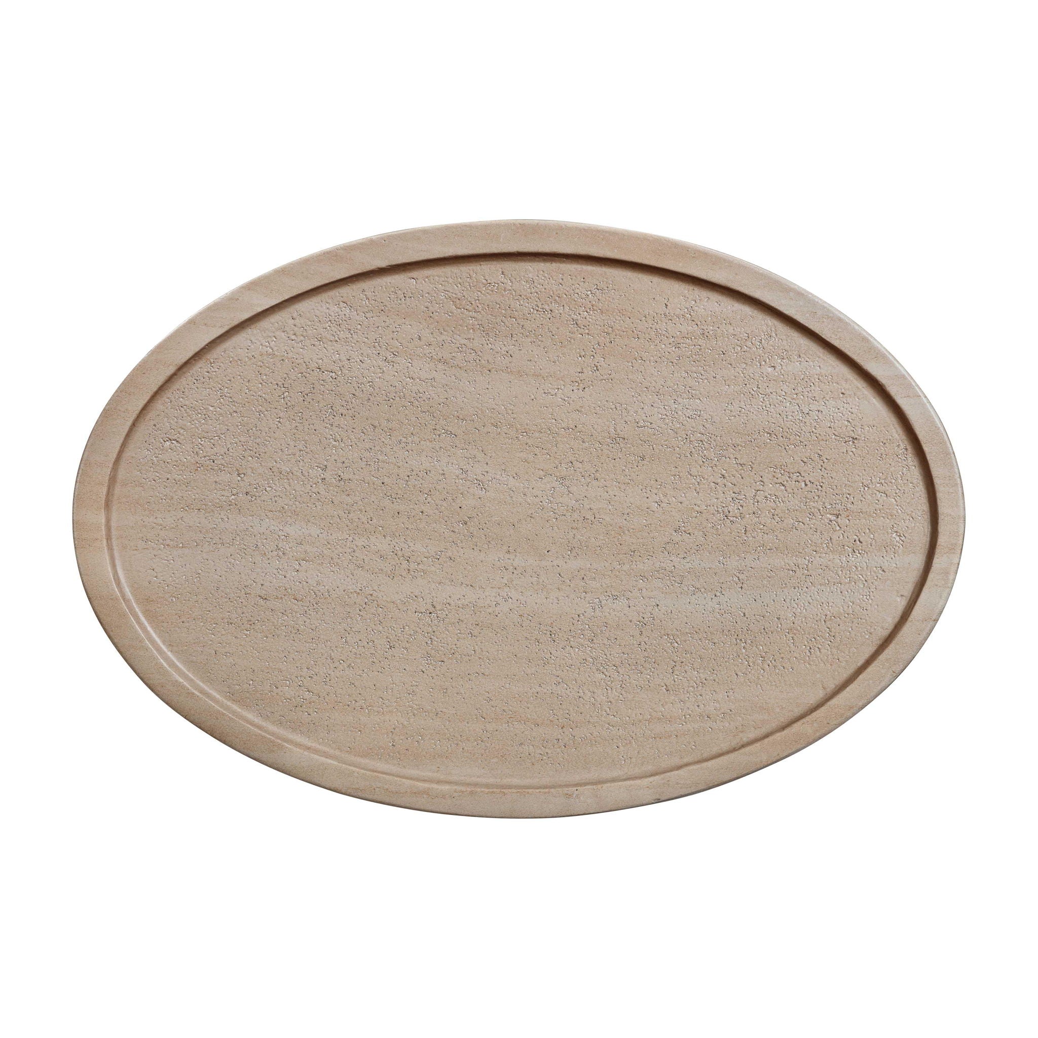 Eclipse - Textured Faux Travertine Indoor / Outdoor Side Table - Beige