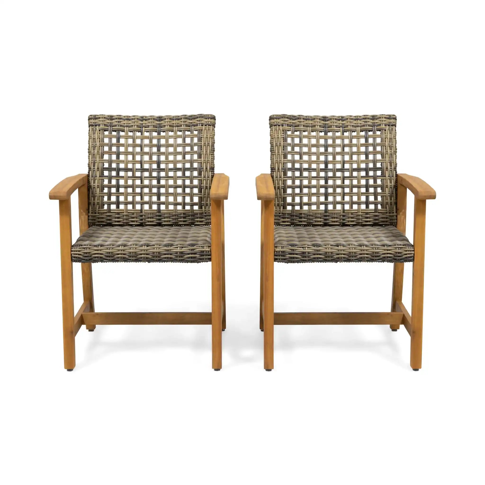 Outdoor Dining Chair Acacia Wood Frame (Set of 2)