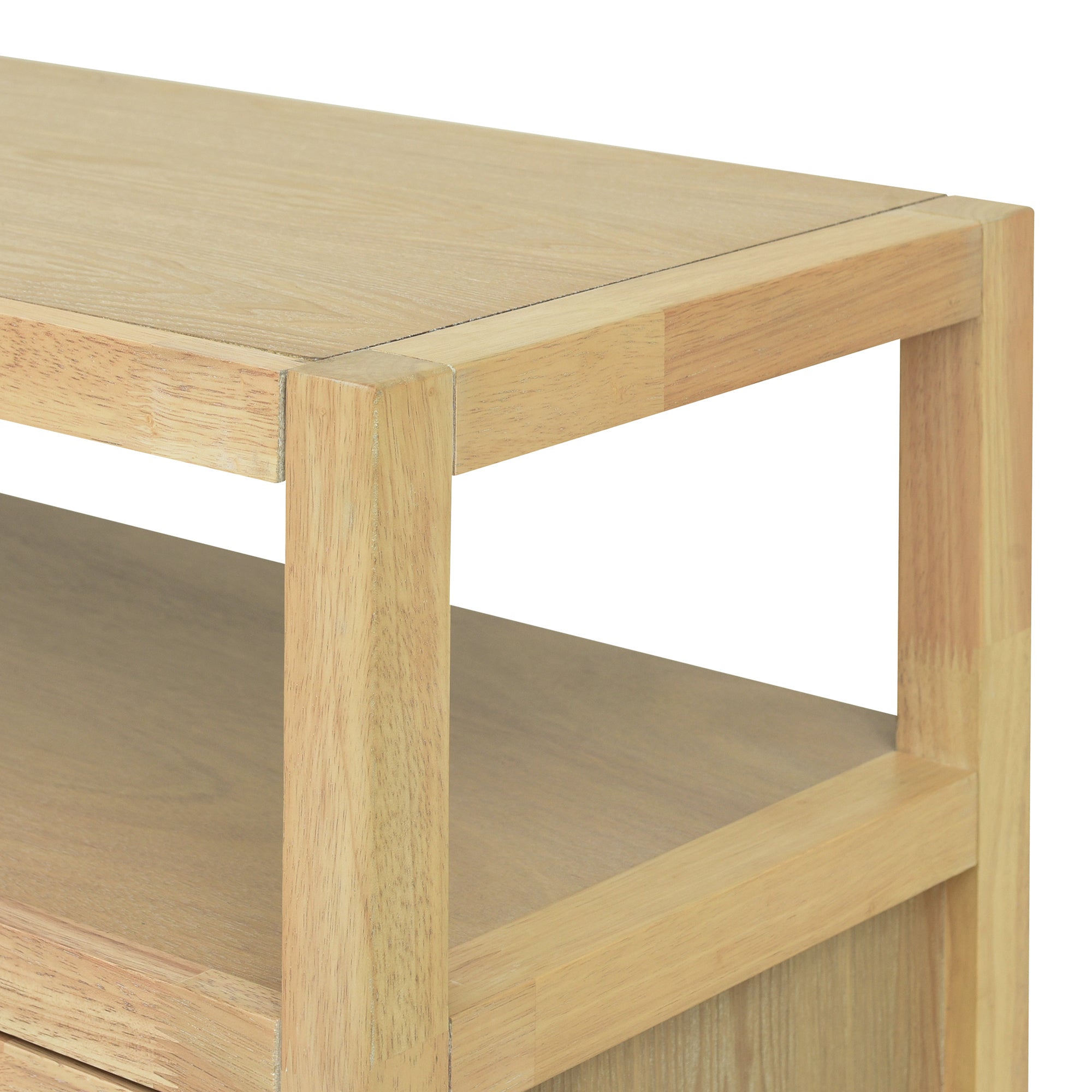 Bohemian Style Rattan Buffet Storage Cabinet with Solid Wood Frame