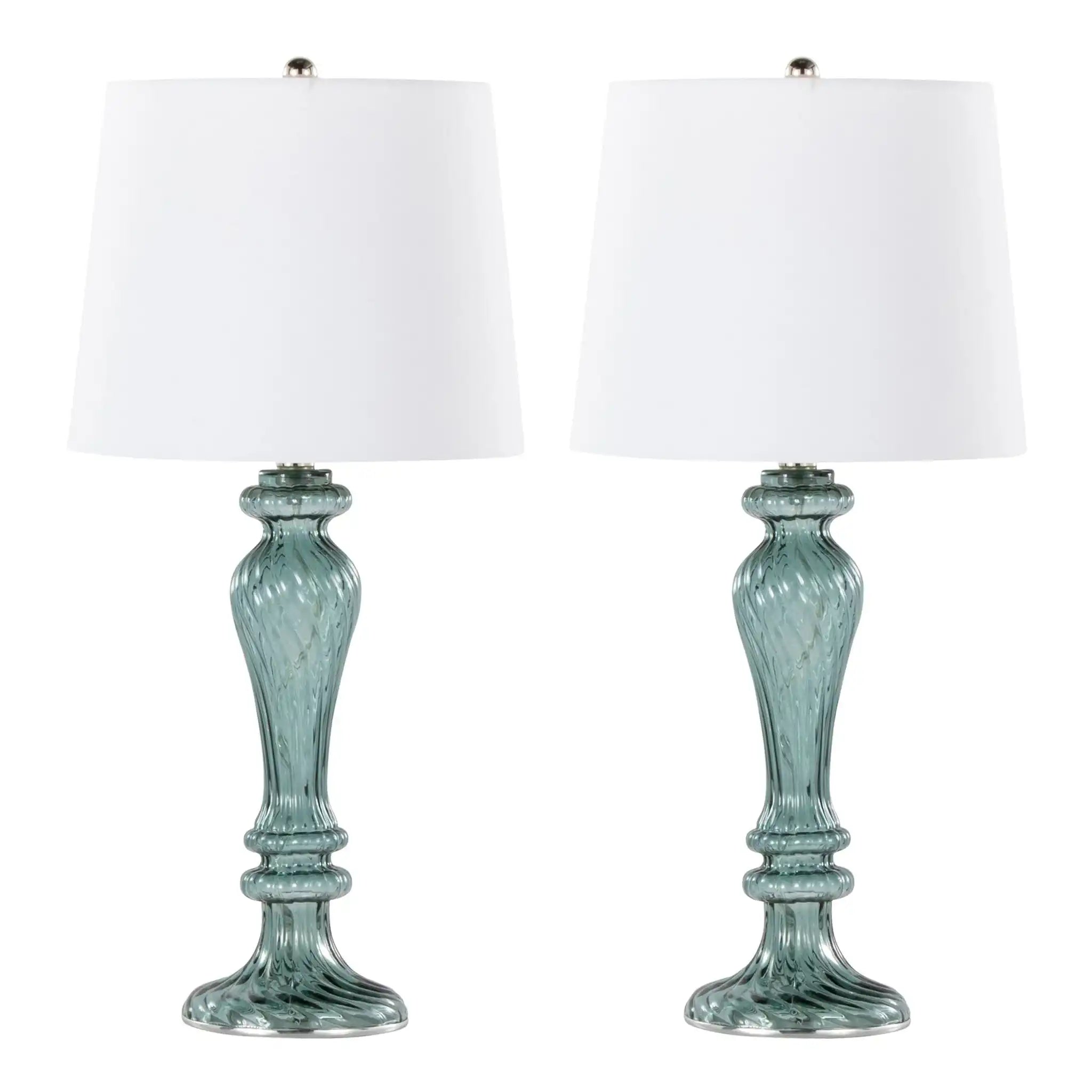 Windsor - Contemporary Table Lamp (Set of 2) - Clear Turquoise / Off White