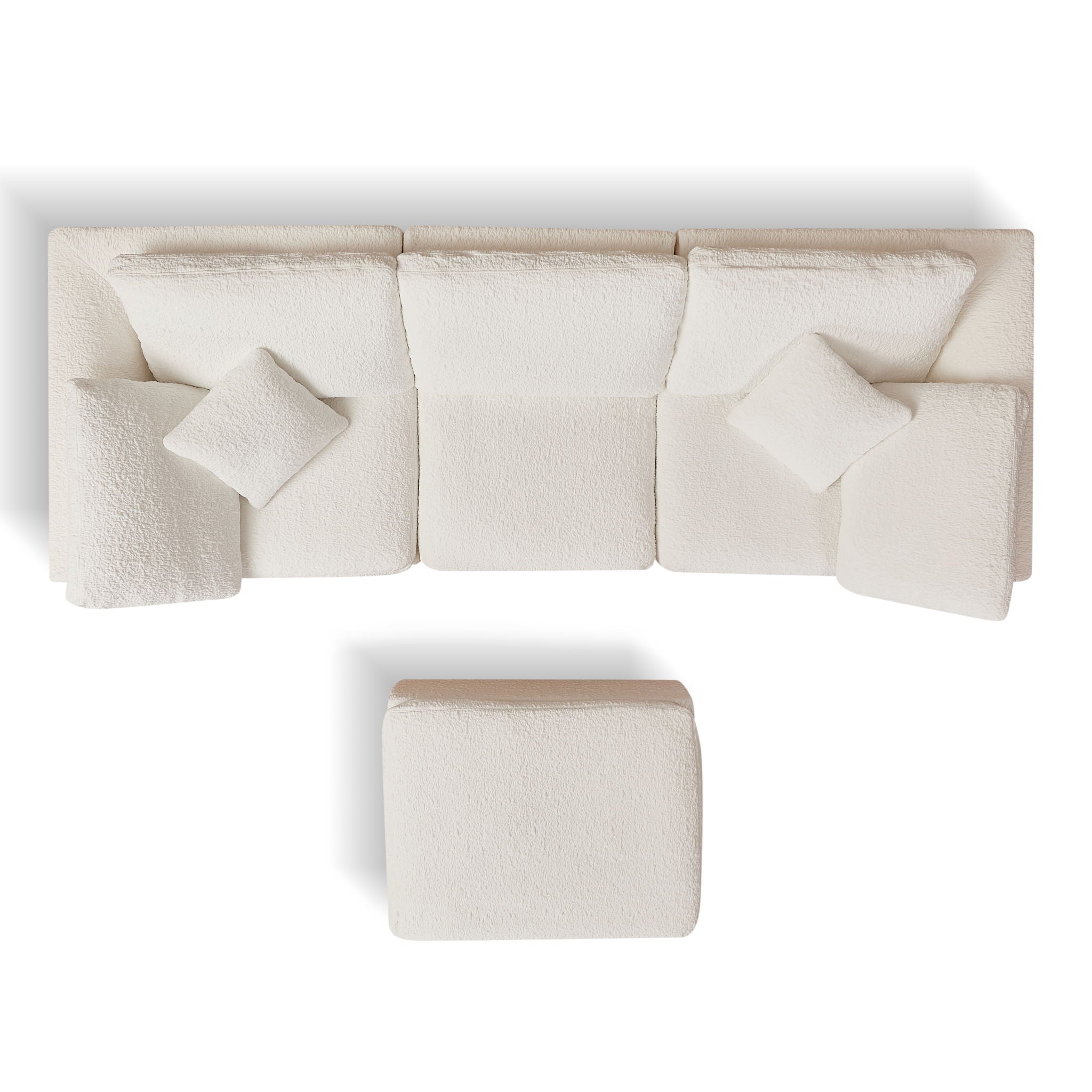 Cloud Sectional Couch, Convertible With Ottoman, 3 Seater Modular Design