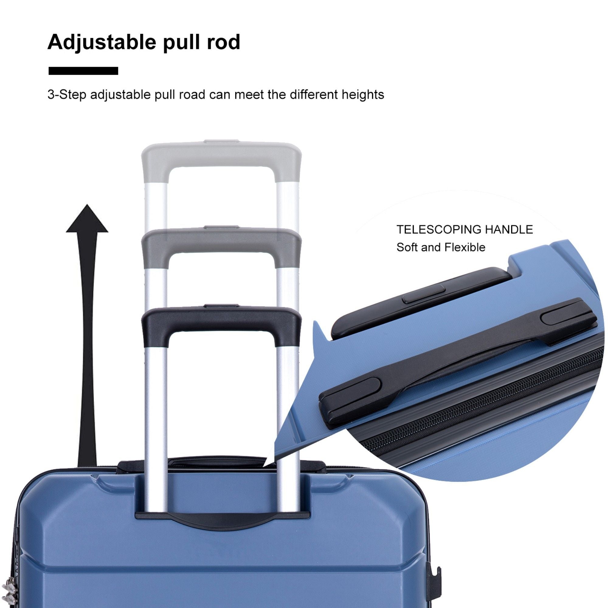 Hardshell Suitcase Spinner Wheels Pp Luggage Sets Lightweight Durable Suitcase With Tsa Lock, 3 Piece Set (20/24/28) - Blue