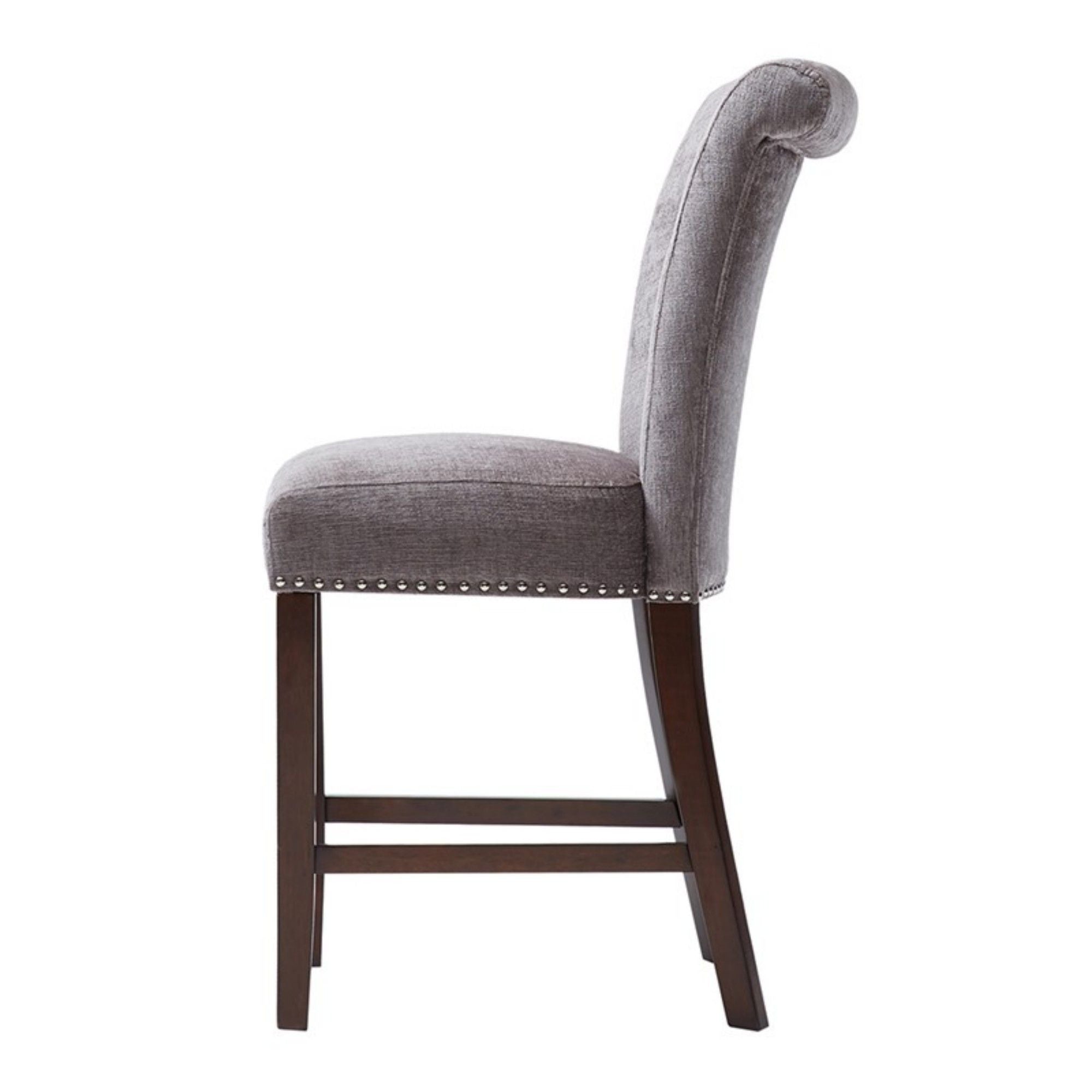 Colfax - Counter Stool With Button Tufting And Nail Heads - Gray