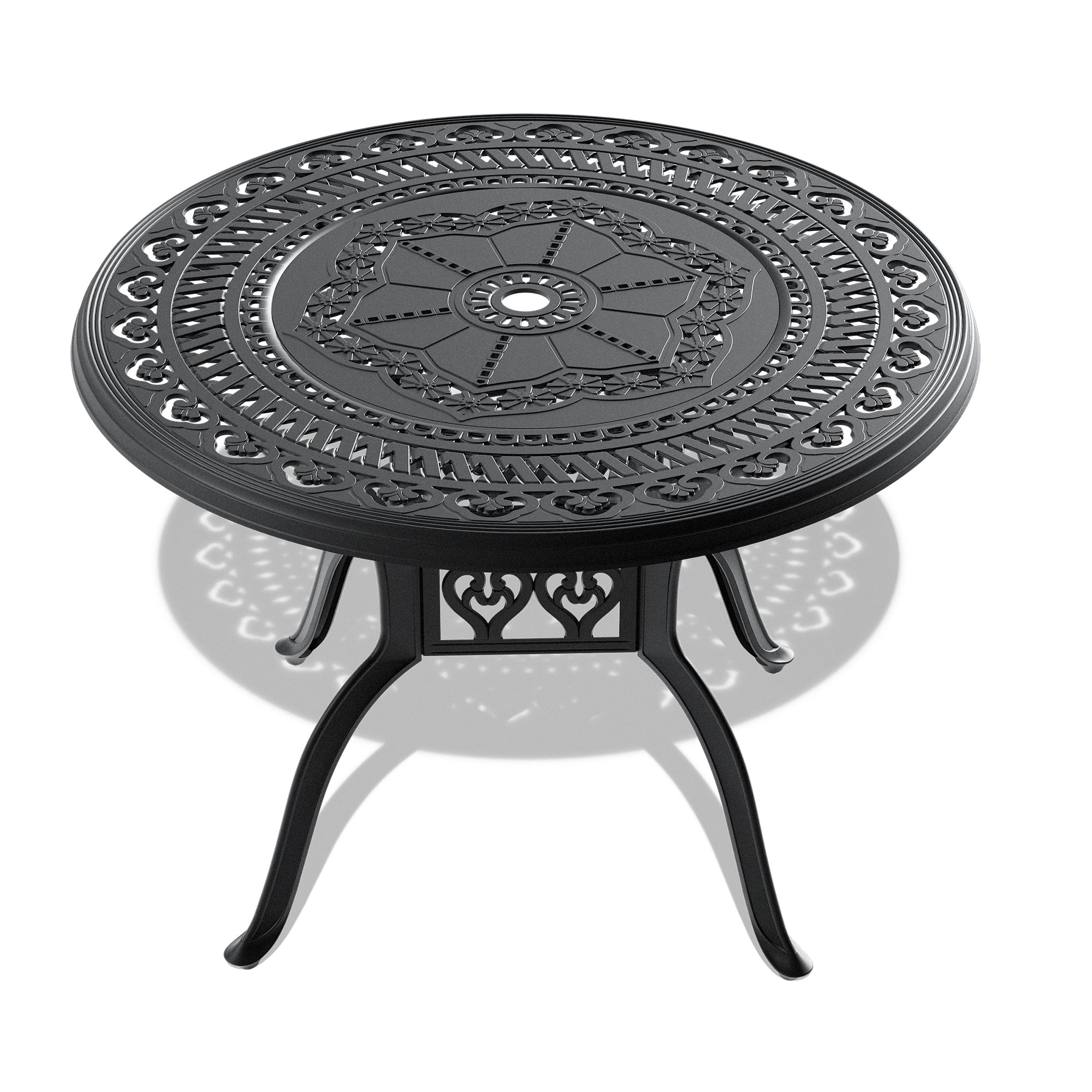 5-piece set of cast aluminum patio furniture with  cushions