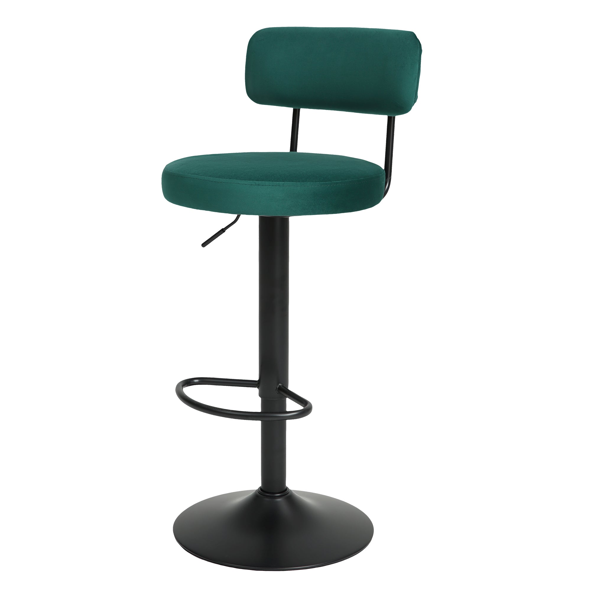 Set of 2 Adjustable Velvet Bar Stools with Curved Backrest & Swivel - Best Buy Furniture