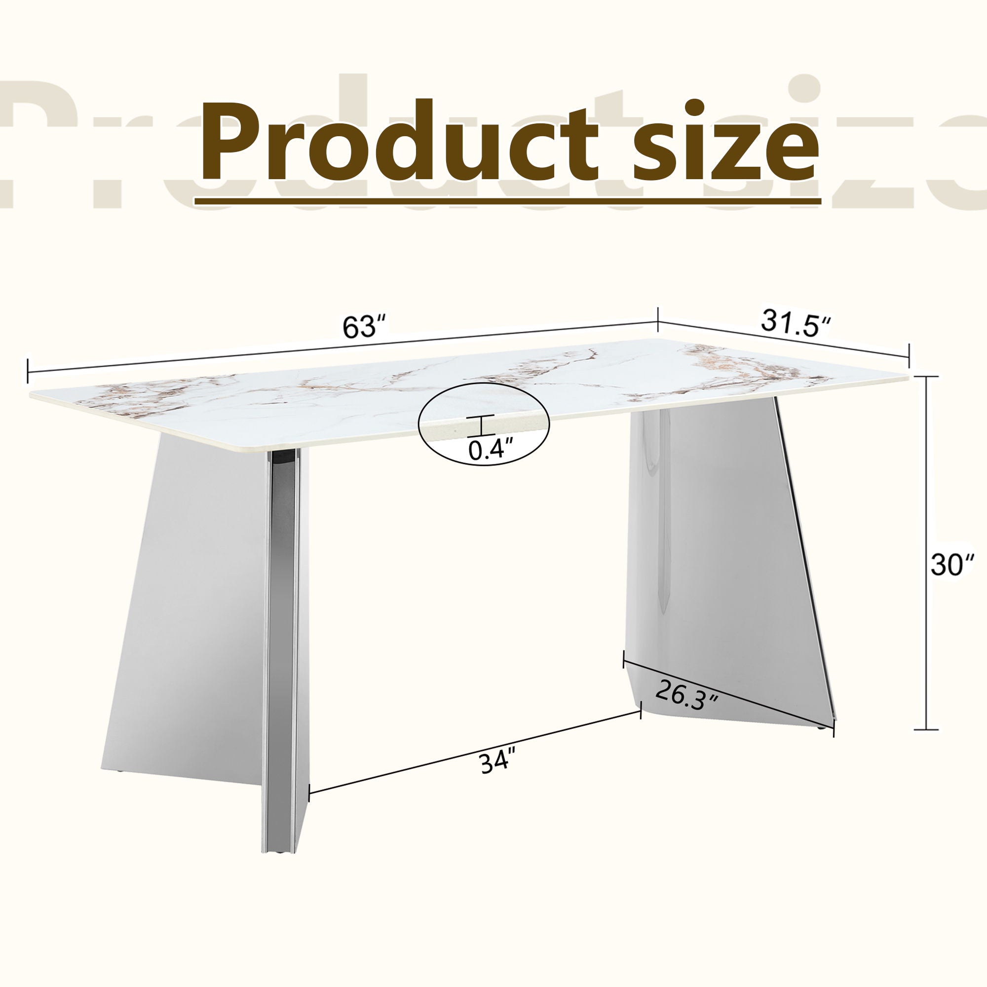 Luxurious Dining Table With Stainless Steel Butterfly Legs, Scratch & Heat Resistant