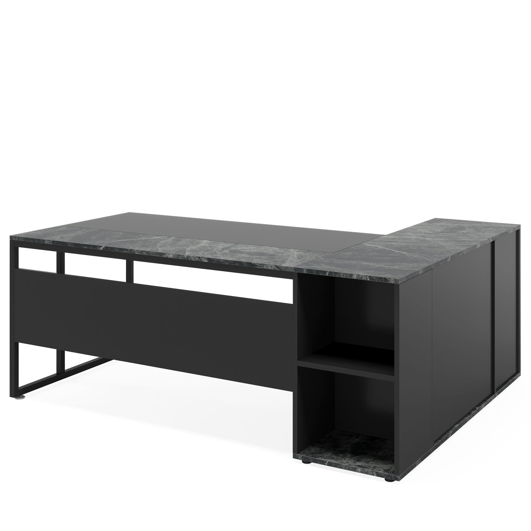 L-Shaped Executive Desk With Cabinet Storage