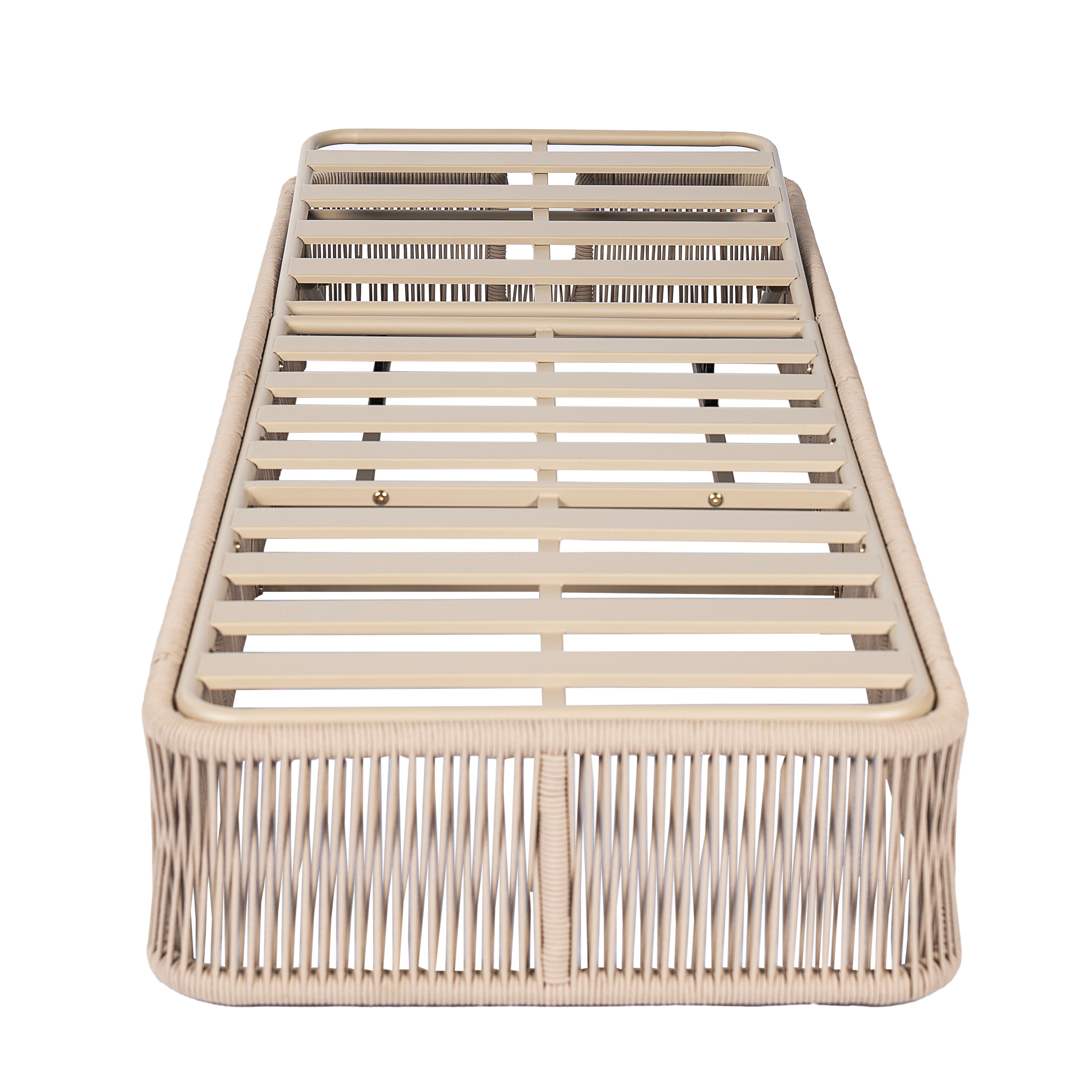 Beige and White Adjustable Sunlounge with Woven Rope Base