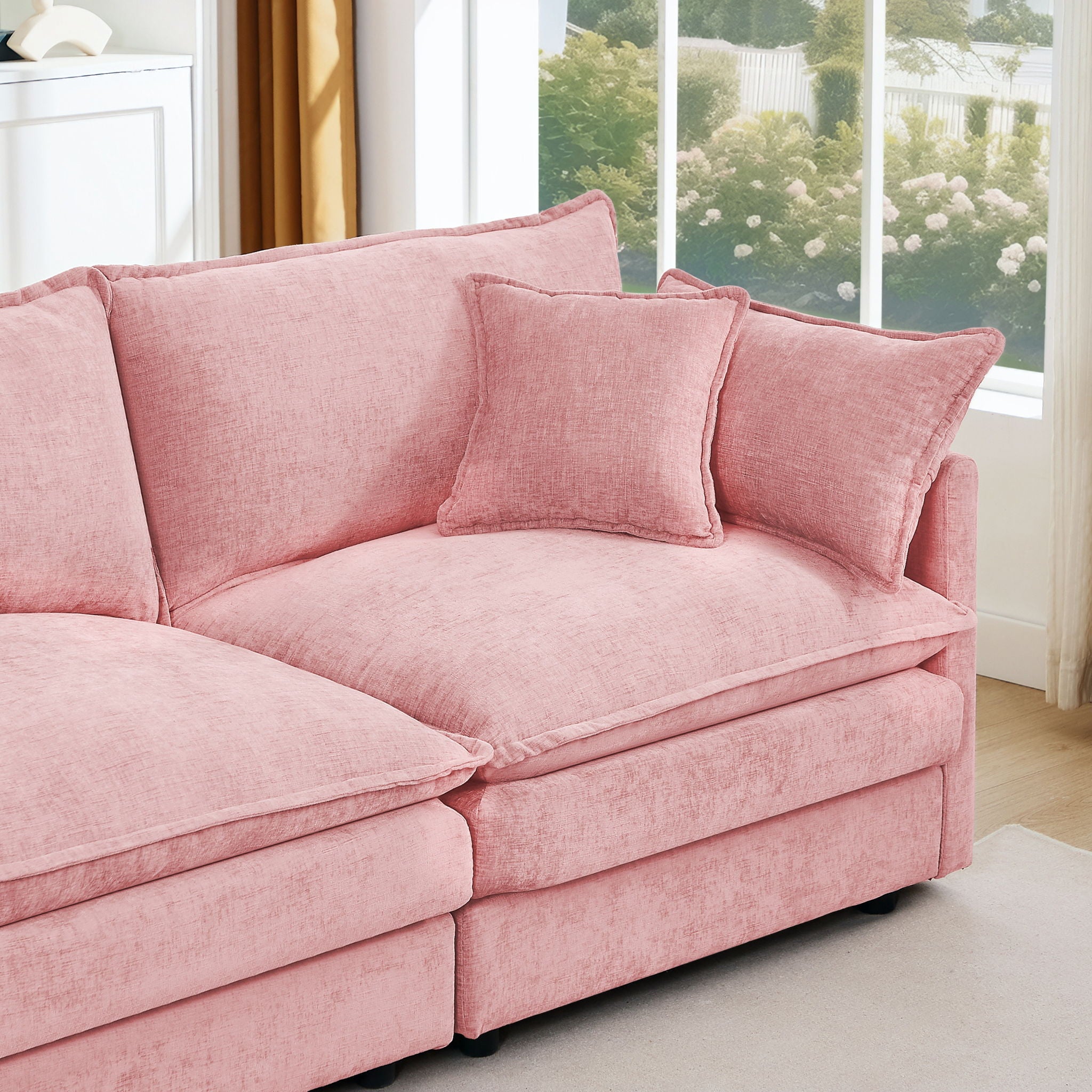 Modular L-Shaped Sectional Sofa With Movable Ottoman