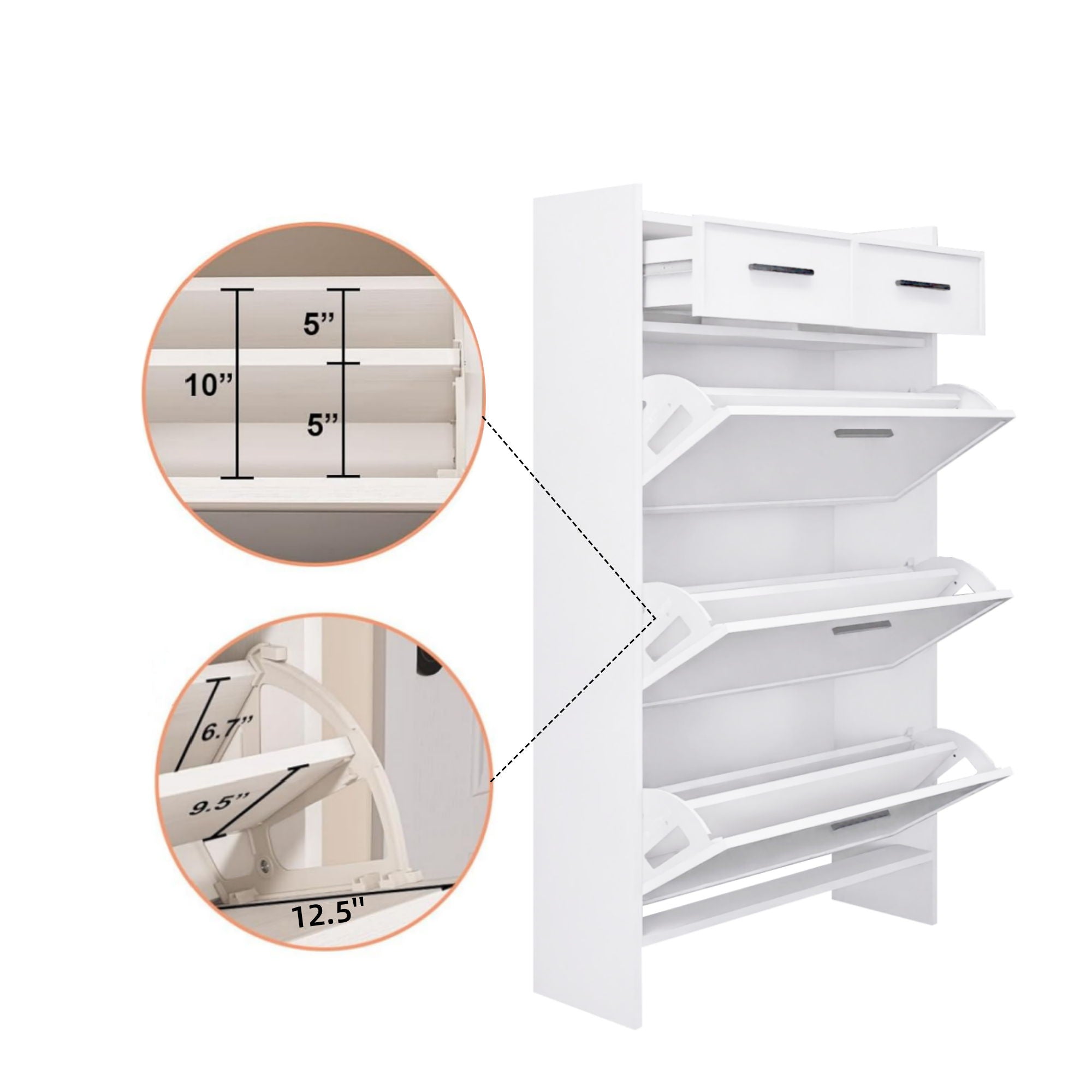 3 Doors Shoe Cabinet With 2 Drawers