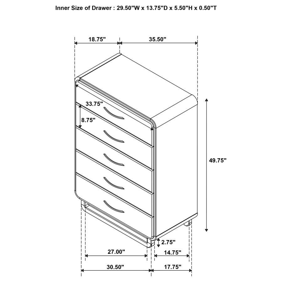 Amsbury - 5-Drawer Chest Of Drawers - Nutmeg - Best Buy Furniture