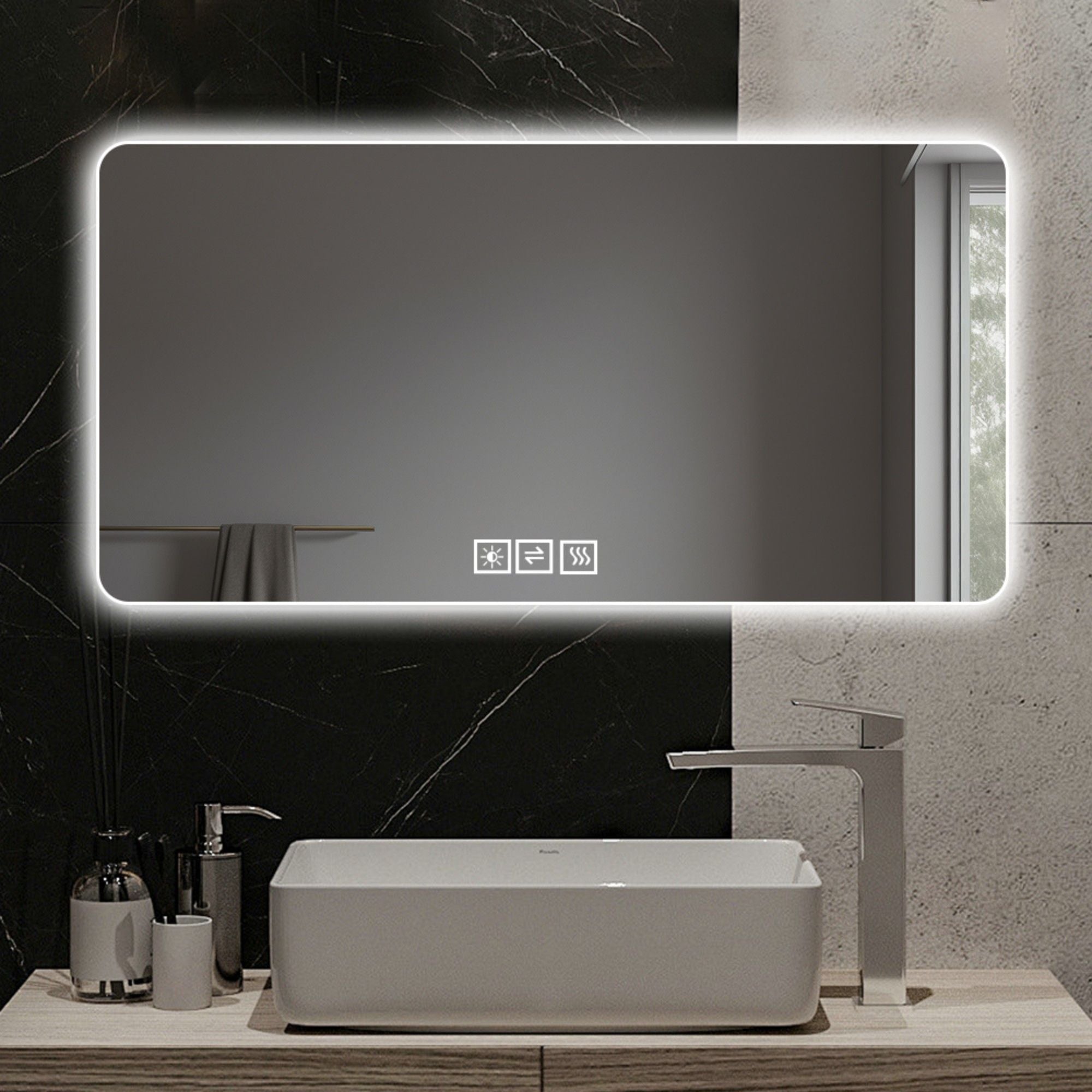 LED Bathroom Mirror With 3 Color Dimmable Backlight