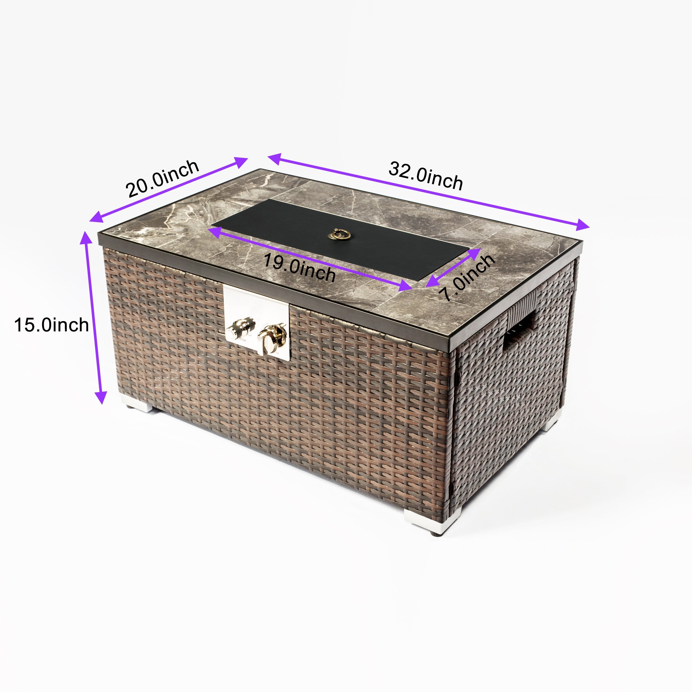 Outdoor Rectangle Propane Fire Pit Table with Ceramic Top – 40000 BTU