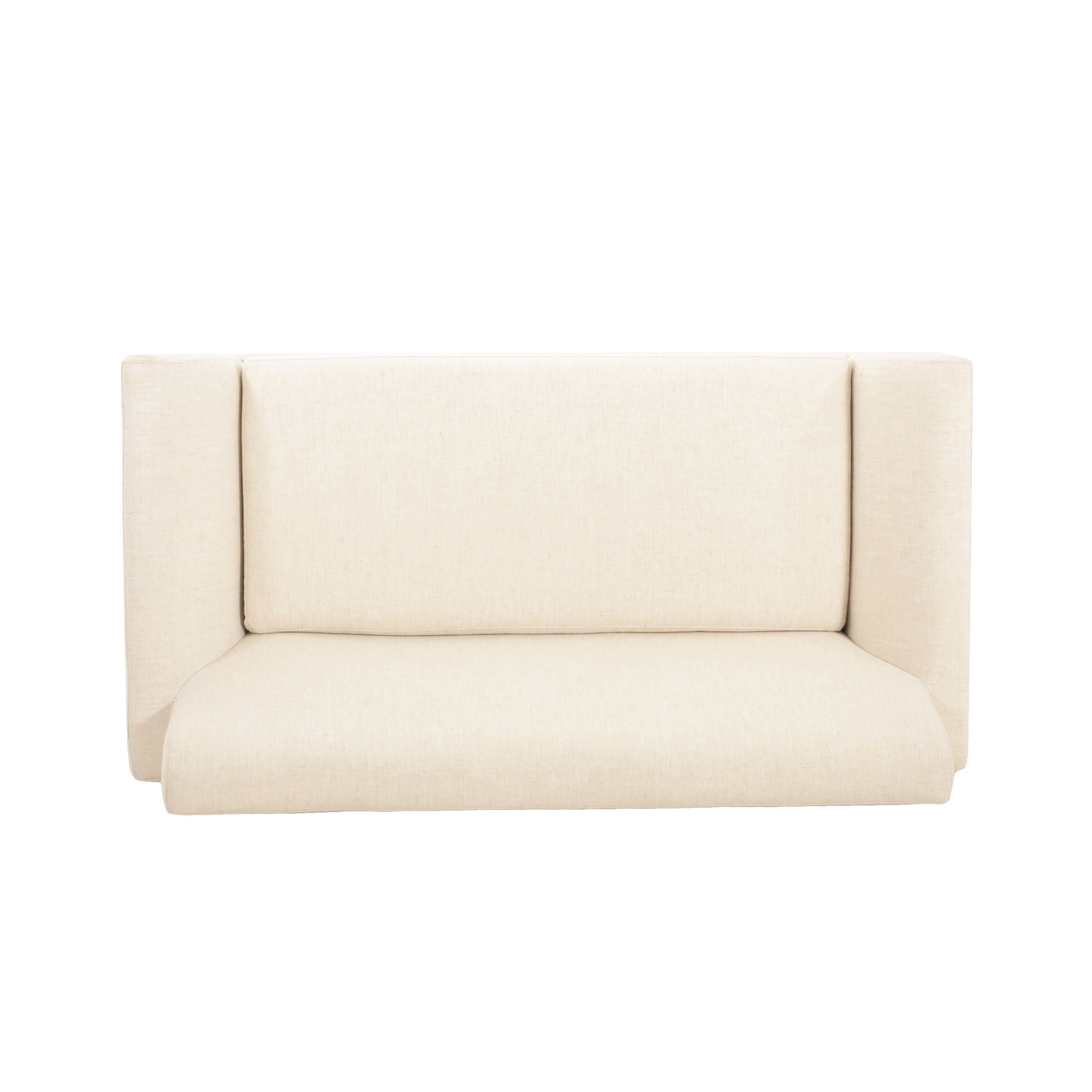 Modern Fabric Upholstered Loveseat With Elm Wood Legs And Flare Arms - Beige