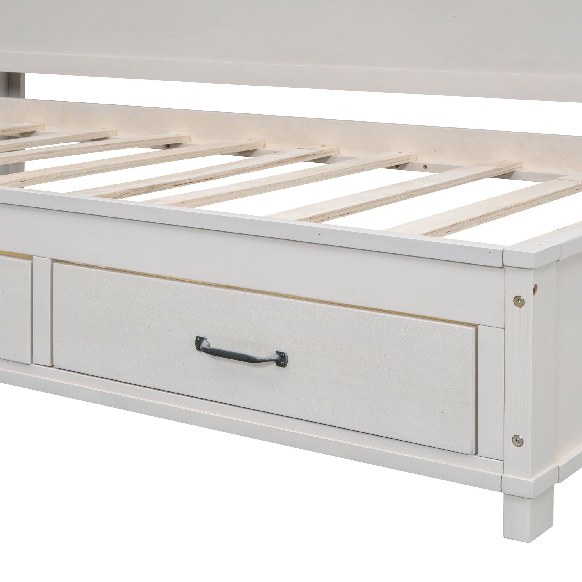 Twin Size Daybed With 3 Storage Drawers, Upper Soft Board, Shelf, And A Set Of Sockets And USB Ports - White