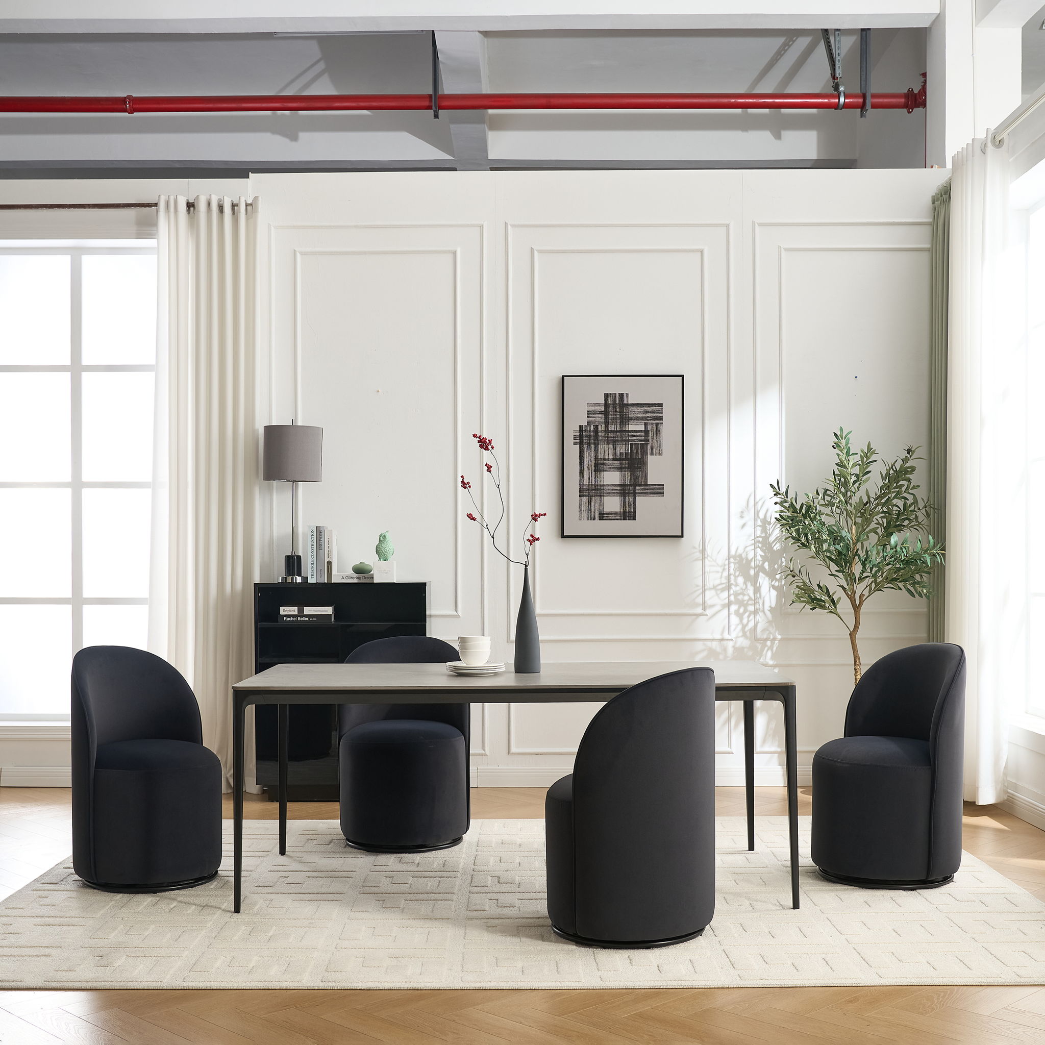 360 Degree Swivel Armless Dining Barrel Chair