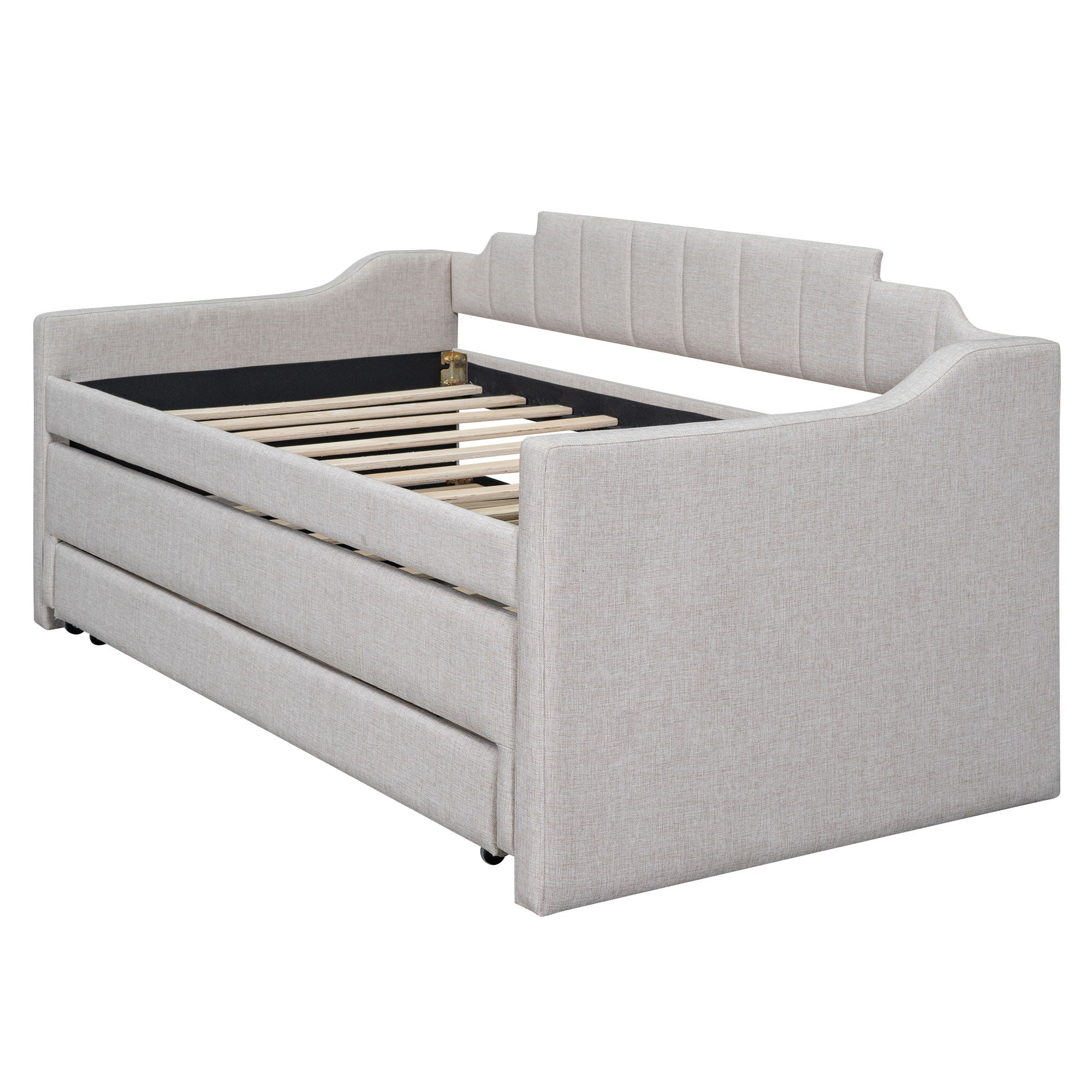Upholstered Simple Design Daybed With Trundle And 3 Drawers