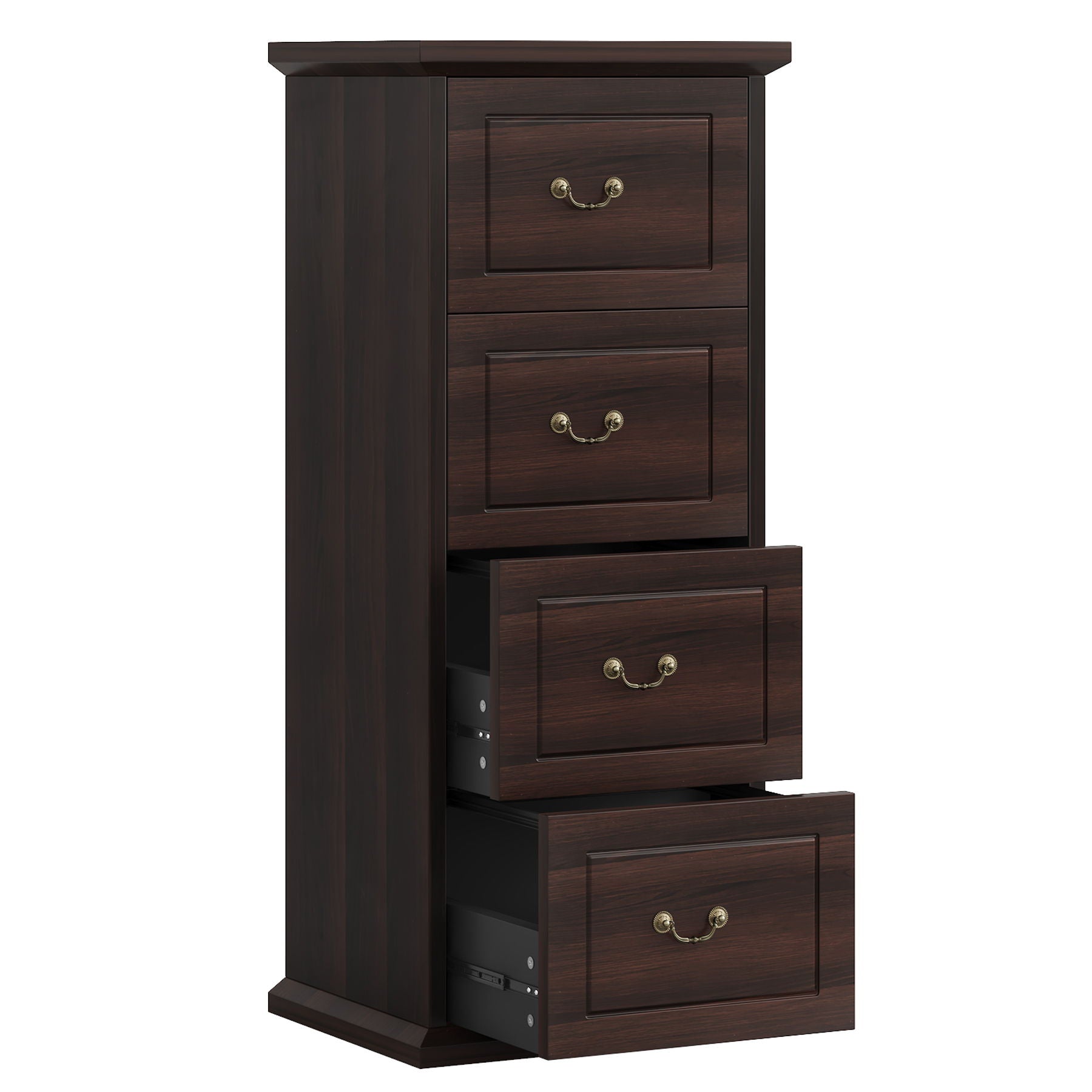 4 Drawer Vertical File Cabinet For A4 / Letter Files - Walnut
