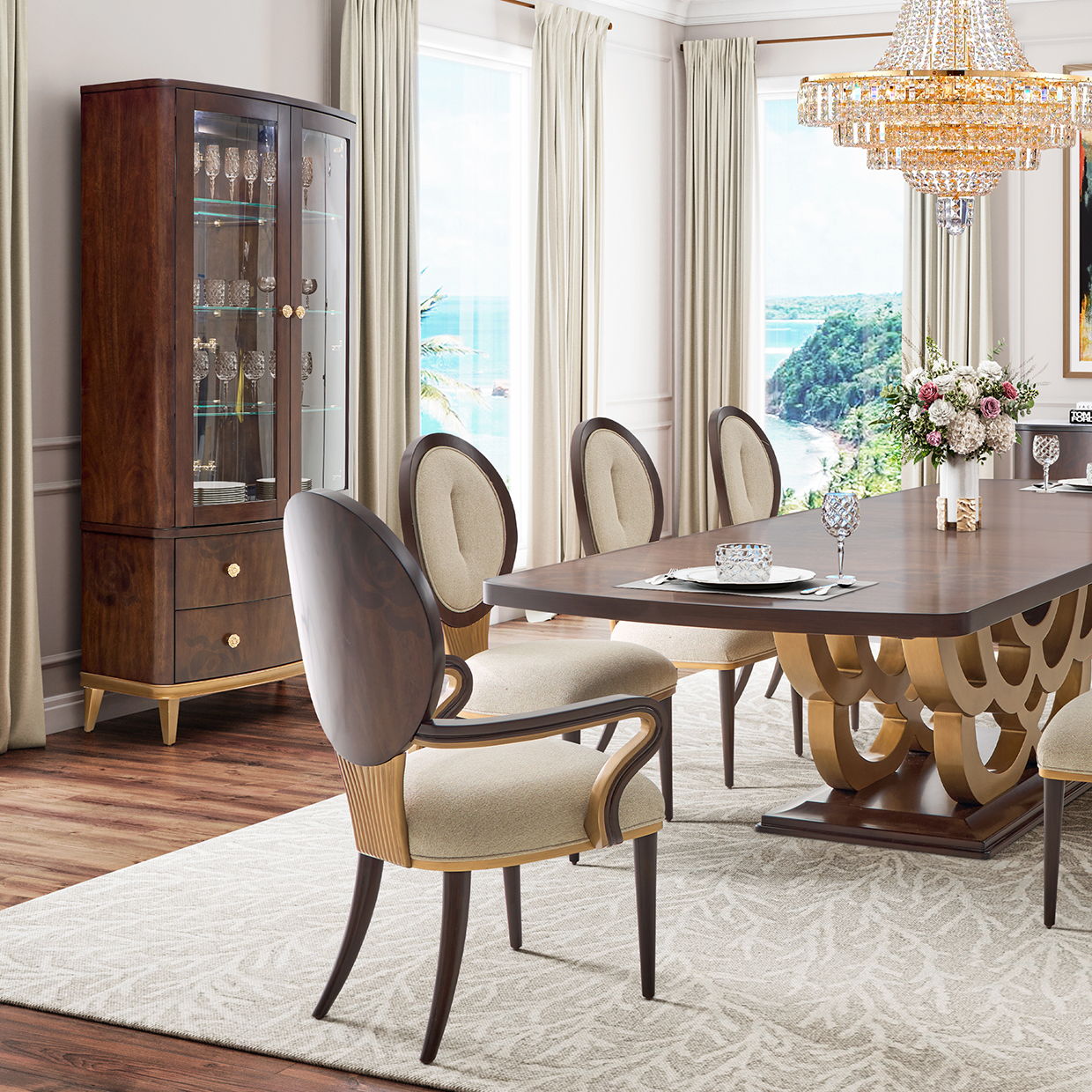 Camellia Field - Display Cabinet - Dark Brown