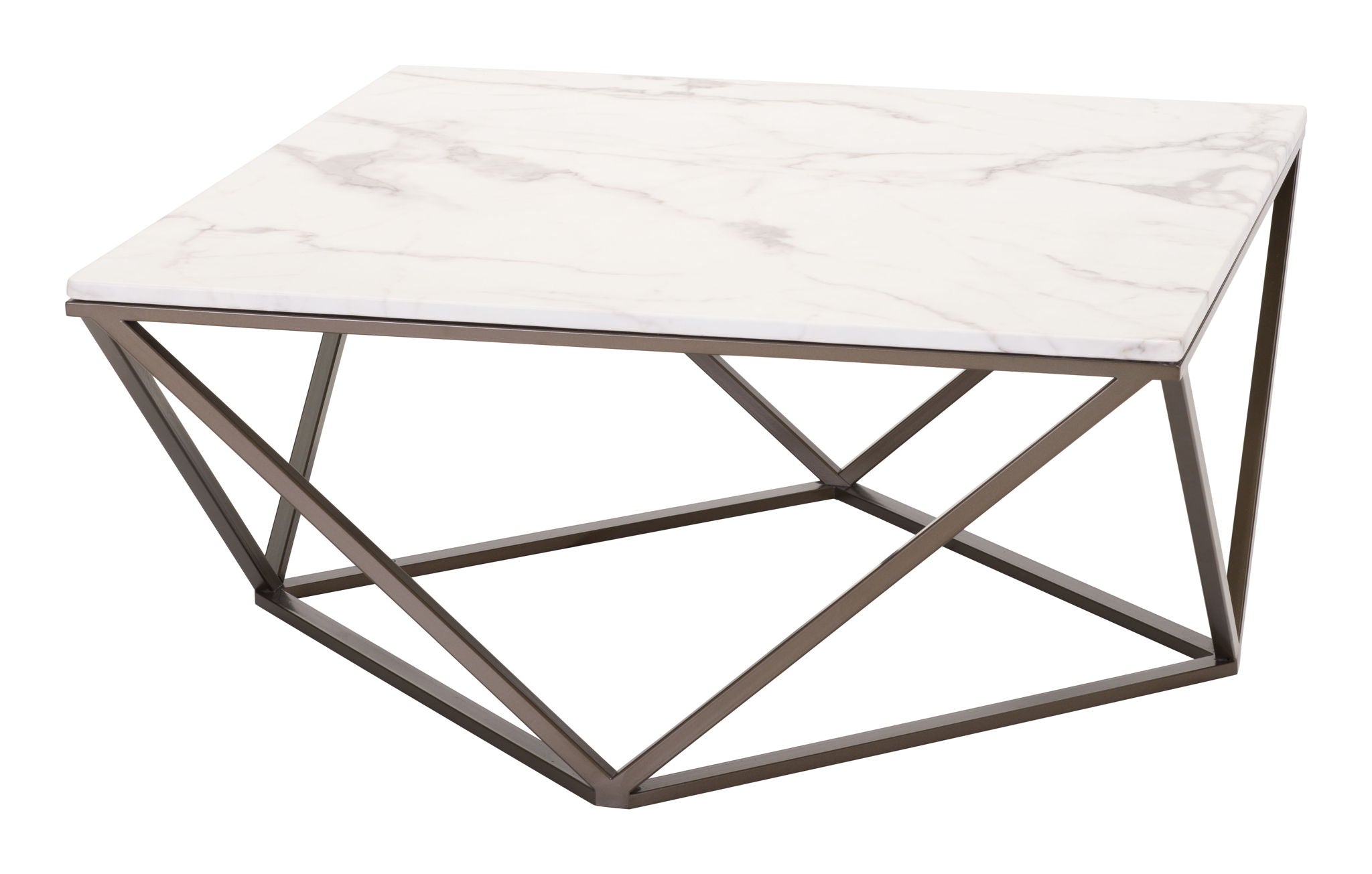 Tintern - Coffee Table - White / Antique Brass
