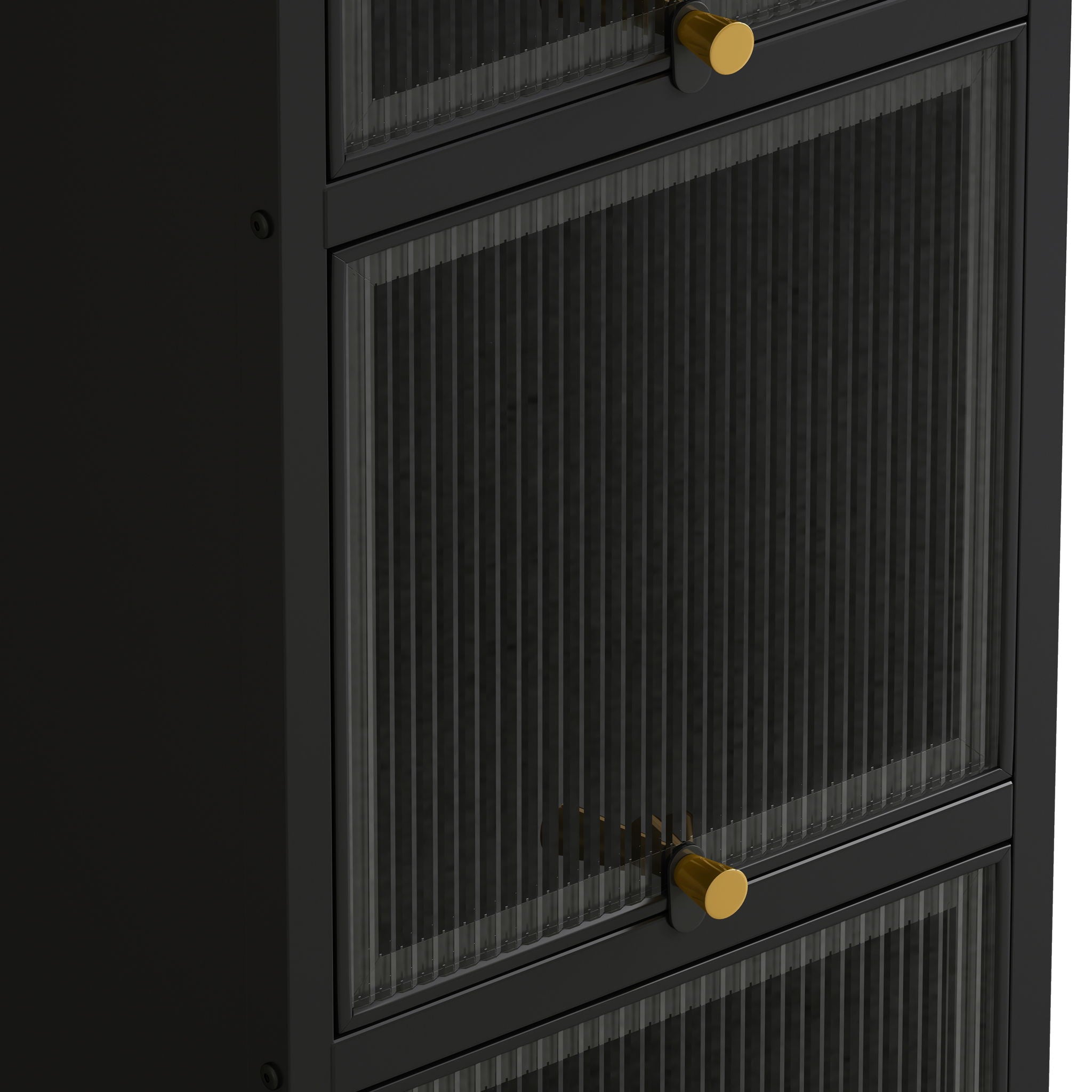 Glass Door Cabinet With Tier Storage